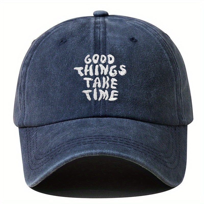 Vintage Washed Embroidered Letter Baseball Cap With Adjustable Peaked Curved Brim For Unisex Outdoor Travel, Camping, Sun Hat, Party, And Hip Hop