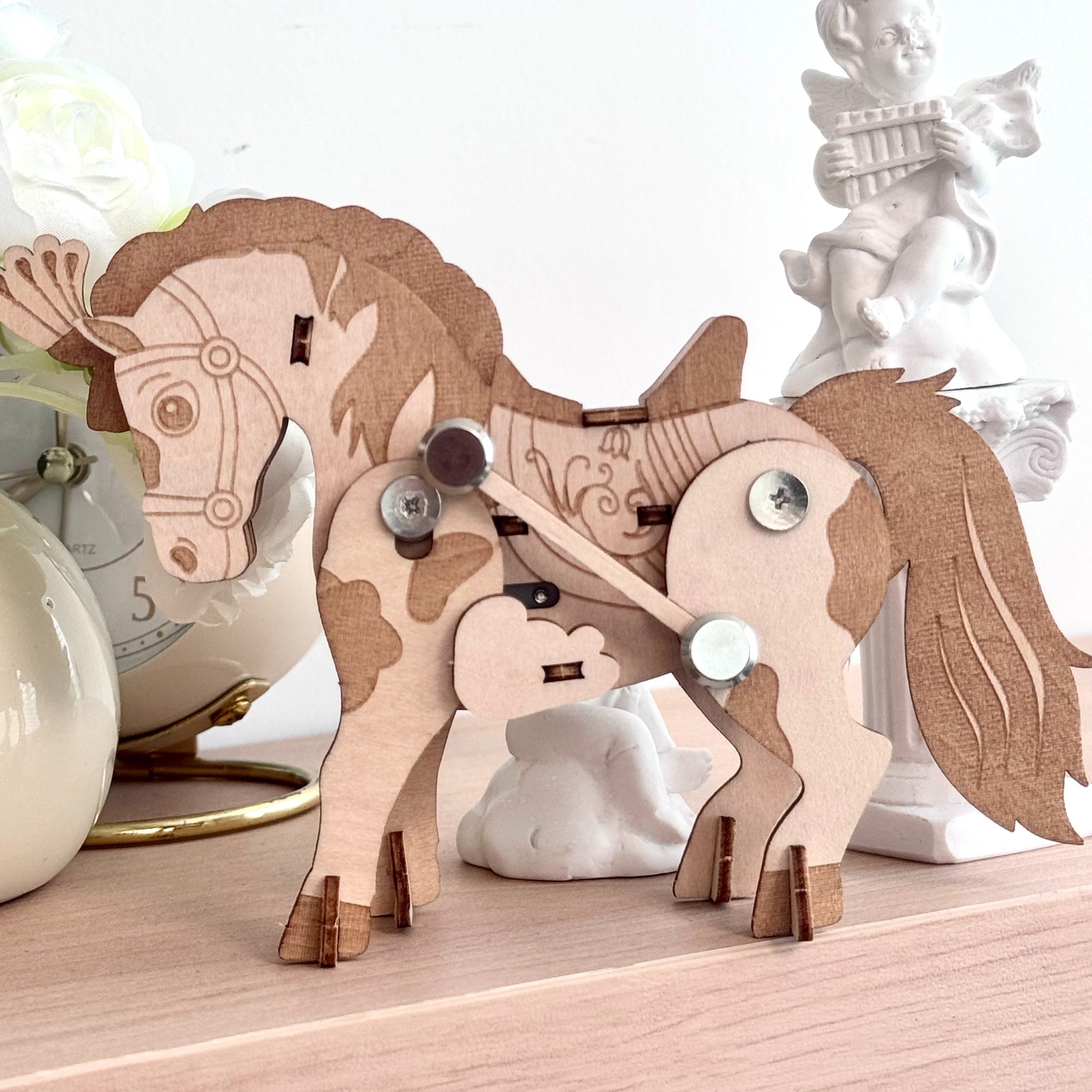 3D Handmade Wooden Walking Dance Horse | Creative Assembly Toy Puzzle DIY Handmade Dance Horse Desktop Ornaments | Suitable For Christmas Gifts Birthday Gifts