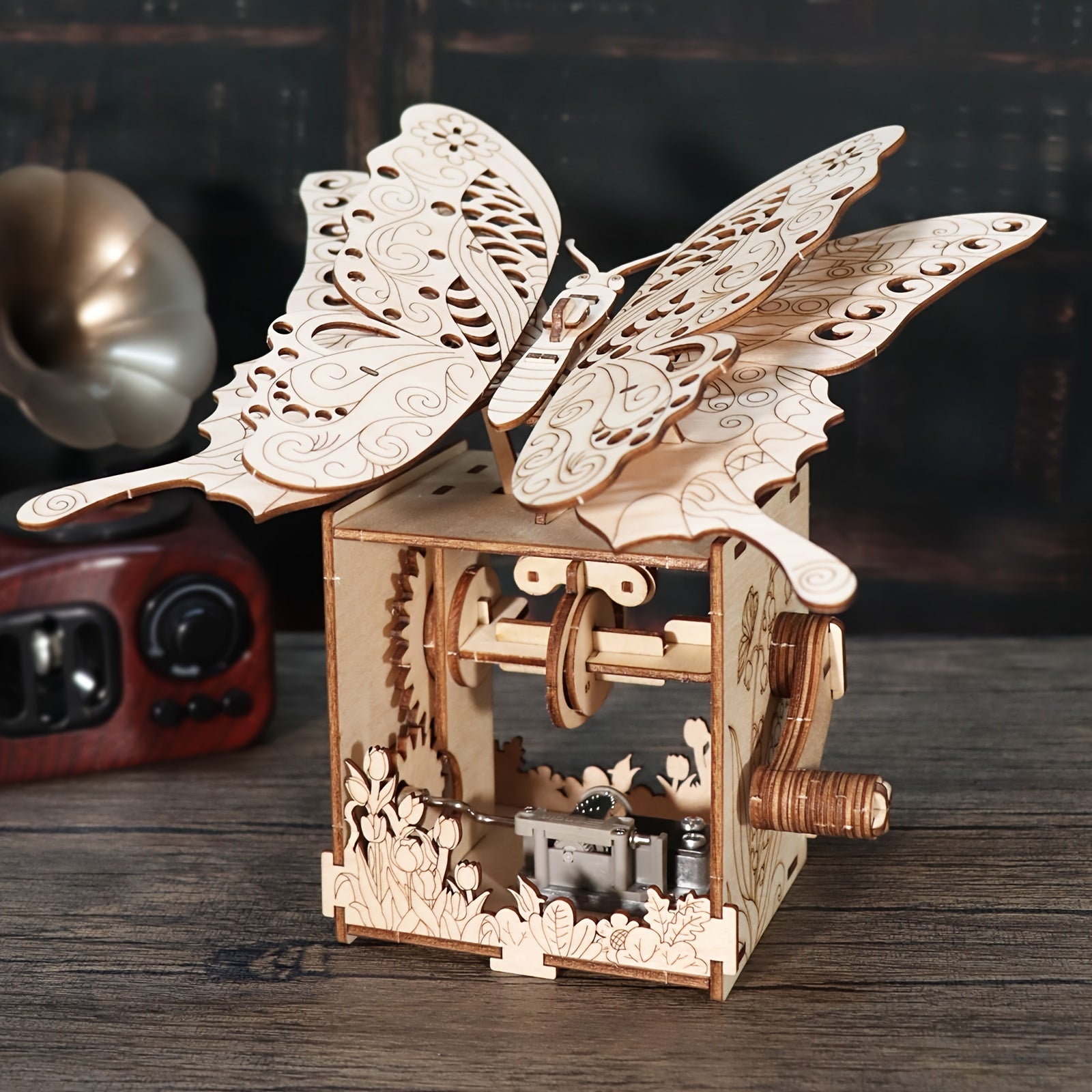 3D Handmade Wooden Butterfly Music Box You Are My Sunshine Assembly Model Kit - Holidays, Birthdays, Christmas Gifts