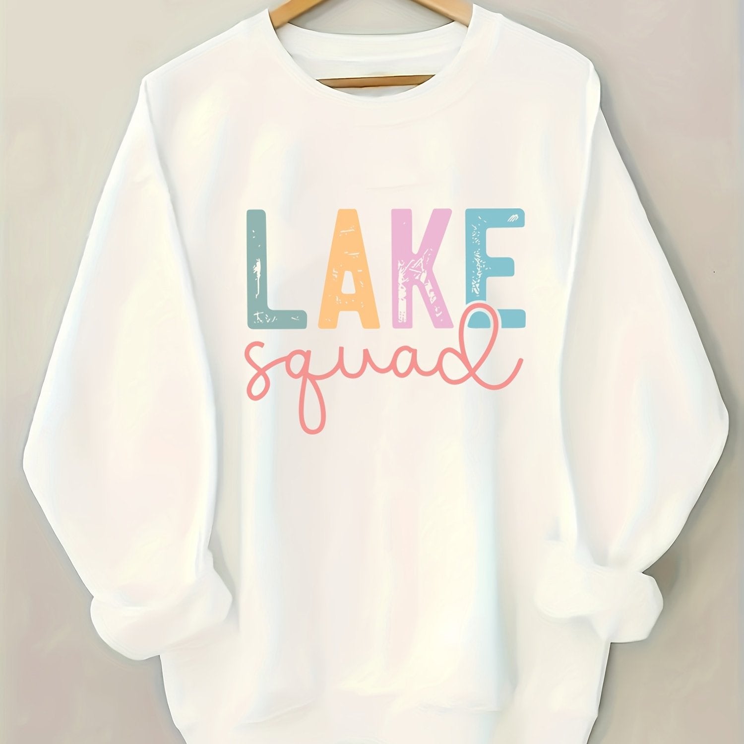 Letter Print Sweatshirt, Crew Neck Casual Sweatshirt for Women's Clothing