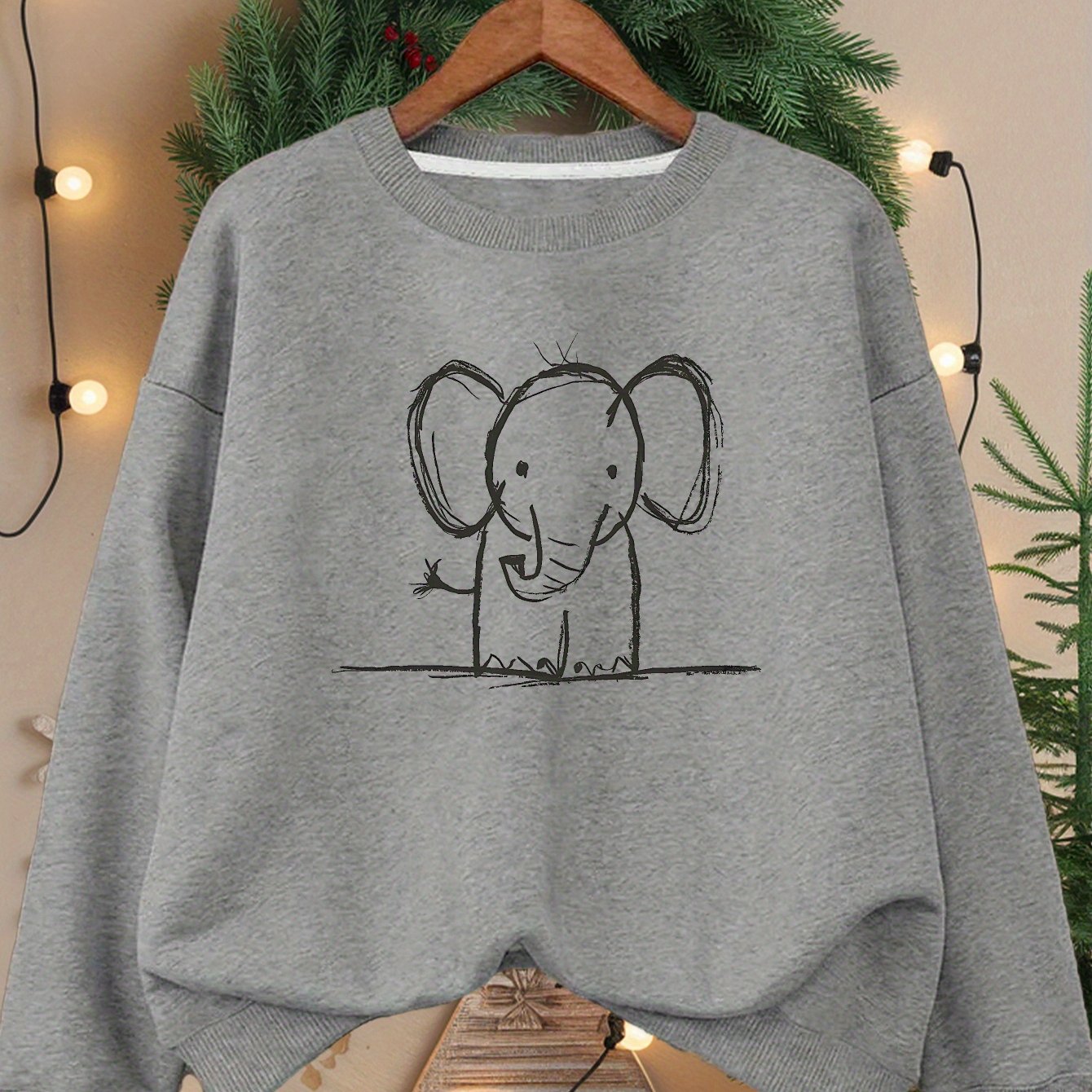 Pencil Drawing Elephant Women's Plus Size Sweatshirt - Soft, Comfortable, Stylish for Casual Wear