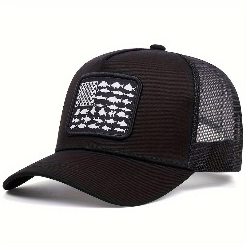 Fish Star Patch Cloth Embroidered Baseball Cap Men'S And Women'S Outdoor Sports Event Cap American Truck Driver Cap Casual