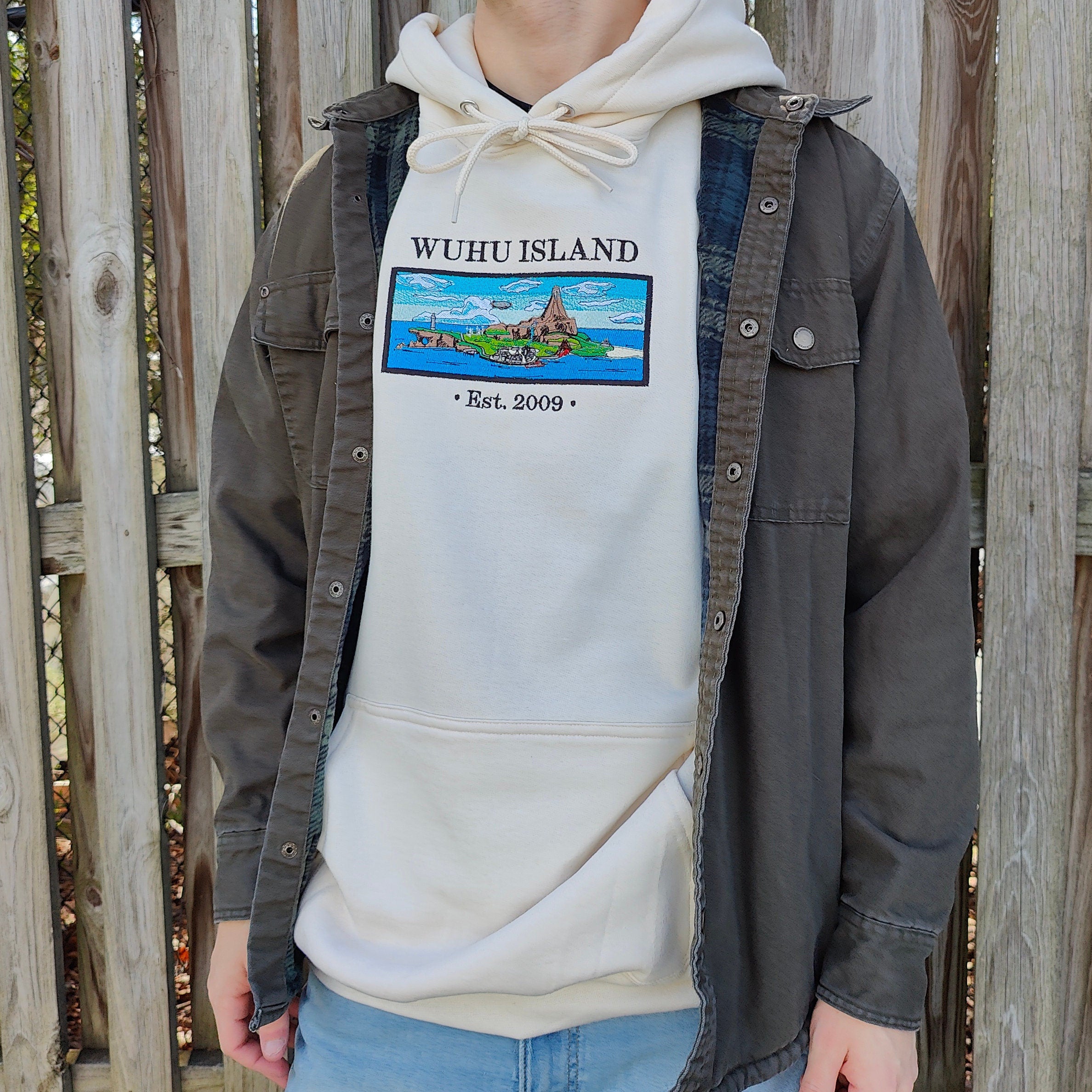 Wuhu Island Nintendo Wii Sports Resort Scene Embroidered Hoodie Sweatshirt Unisex Long Sleeve Personalized Multiple Colors