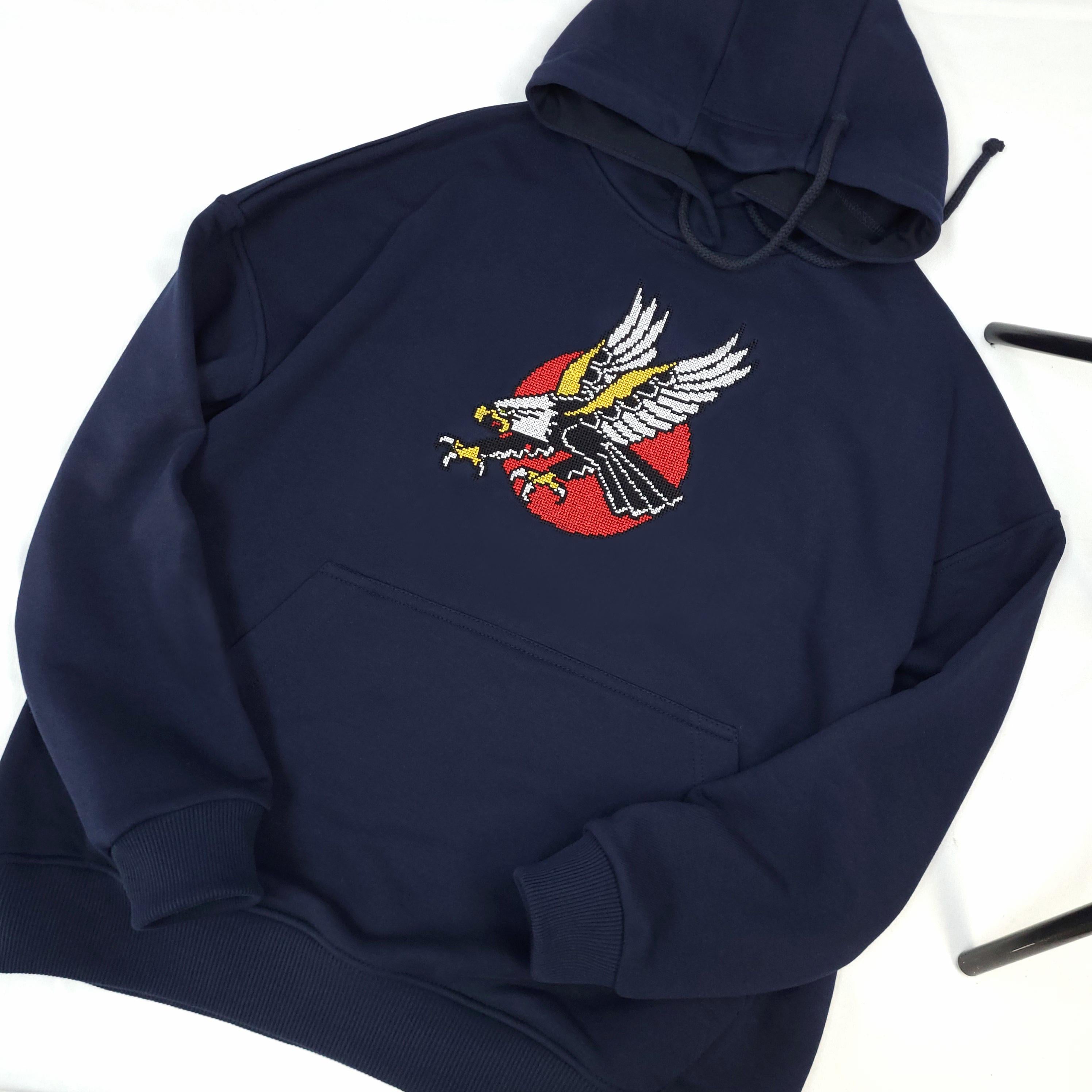 Embroidery Men Hoodie, embroidered Bird hoodie, embroidered Eagle hoodie, Street hoodie men, Unisex Sweatshirt