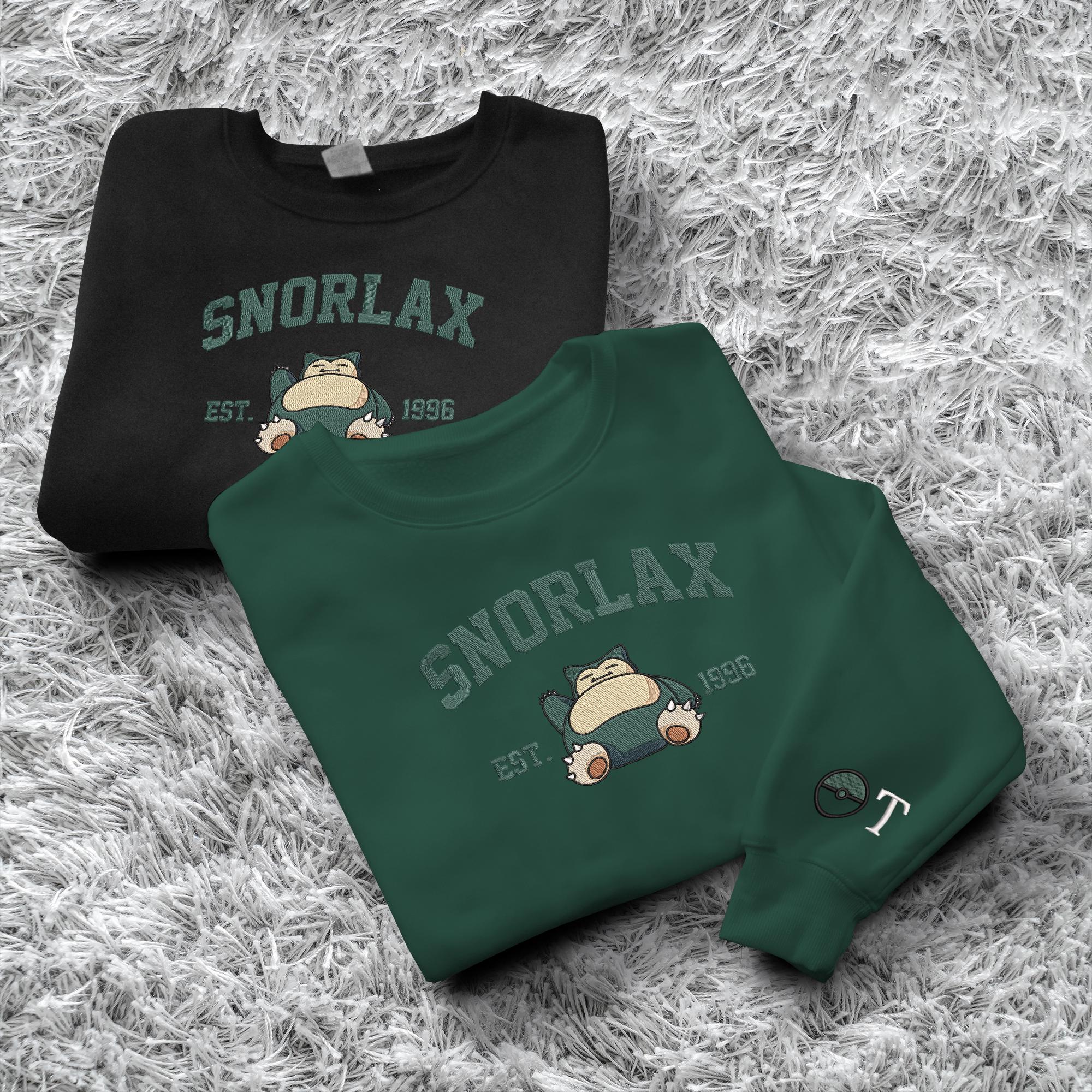 Personalized Snorlax Embroidered Sweatshirt Custom Snorlax Hoodie Crewneck Sweatshirt Custom Name Shirt Gifts
