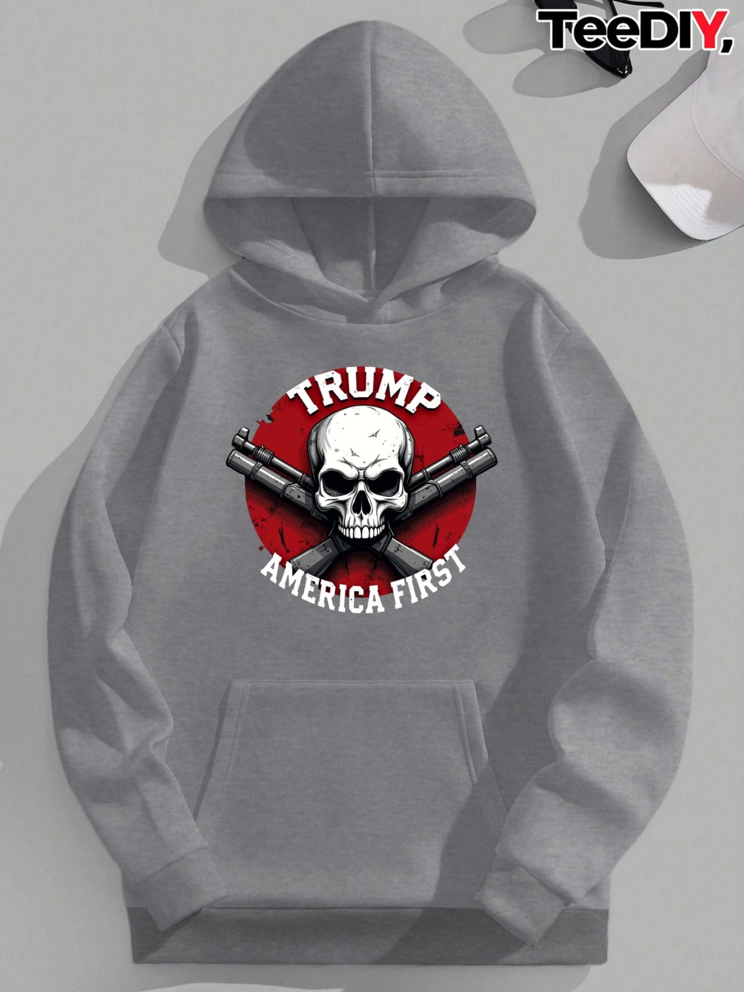 Trump America First Skull Rifles Men'S hoodies