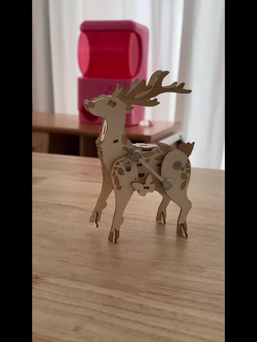 Walking Animals 3D DIY Puzzles Desktop Decorations 3D Wooden Animal Puzzles Wood Splicing Without Glue Home Decorations Christmas Halloween Gifts