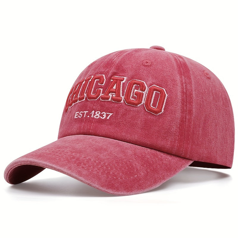 Vintage Washed Distressed Lightweight Chicago Embroidery Baseball Cap - Unisex Sun Hat For Women & Men Dad Hats