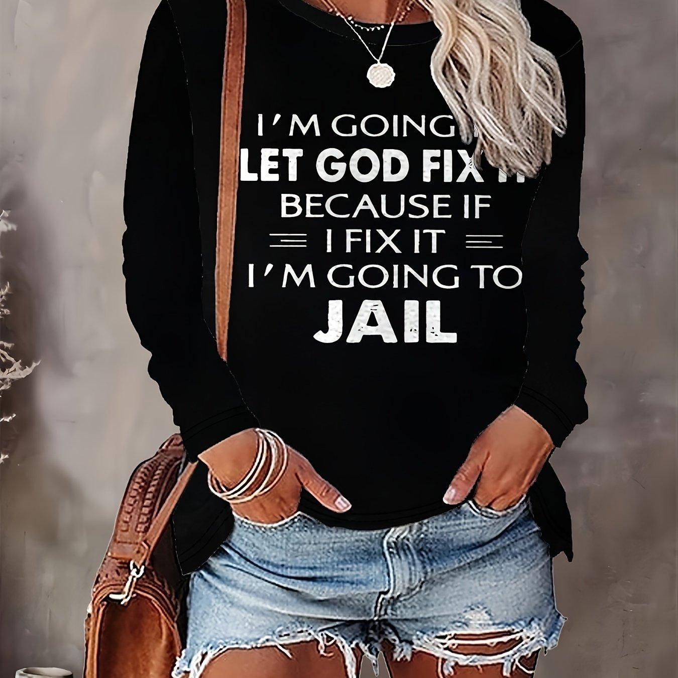 Women'S T-shirt Letter Print - Comfortable Long Sleeved Round Neck - Perfect Choice For Spring And Autumn Casual Wear