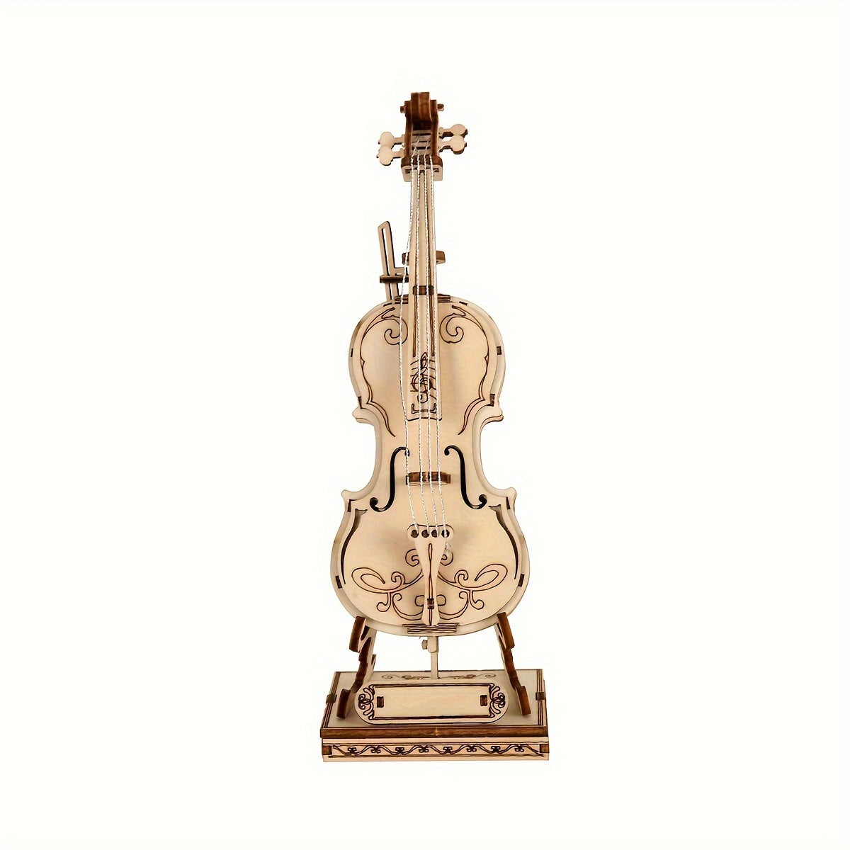 DIY Laser Cut 3D Wooden Violin Model - Assembly Puzzle Kit Brain Teaser Ornament