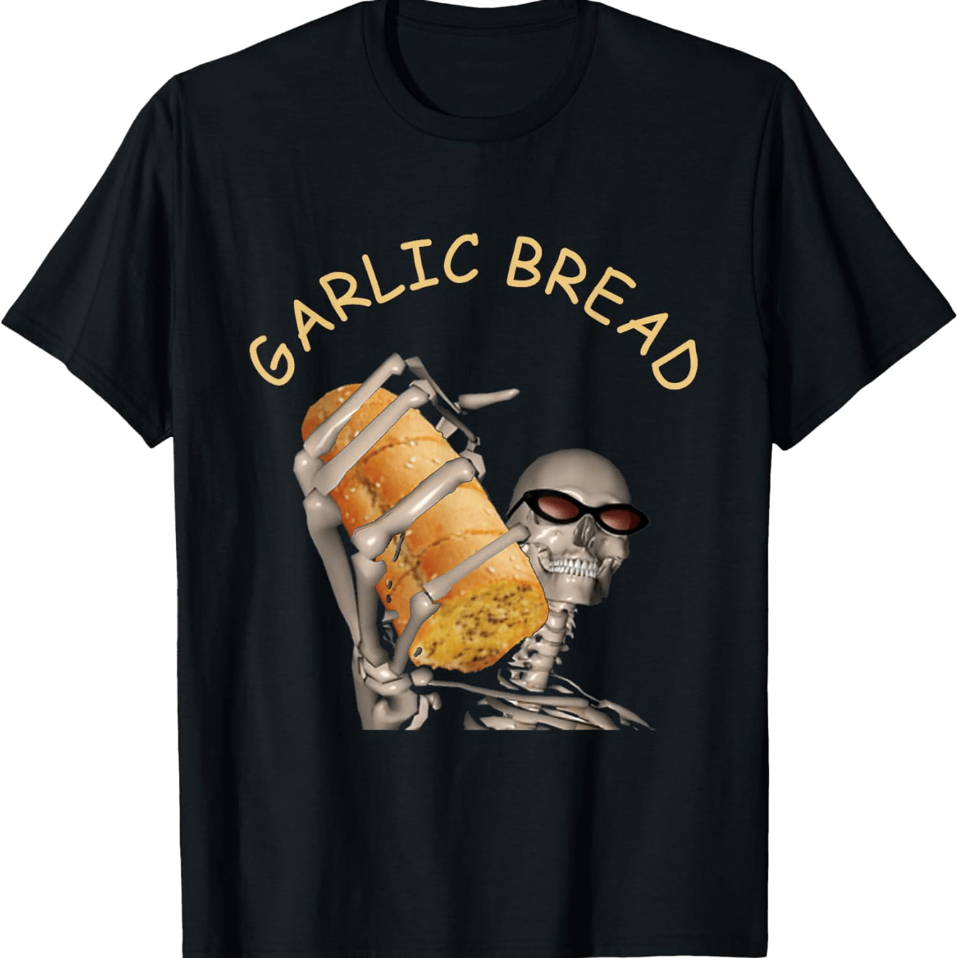 Garlic Bread Funny Cool Skeleton Meme T-Shirt Selected pure cotton interesting design DIY short sleeve t-shirt for men, soft and breathable, suitable for all seasons, comfortable, casual and sports, Halloween and Christmas gi