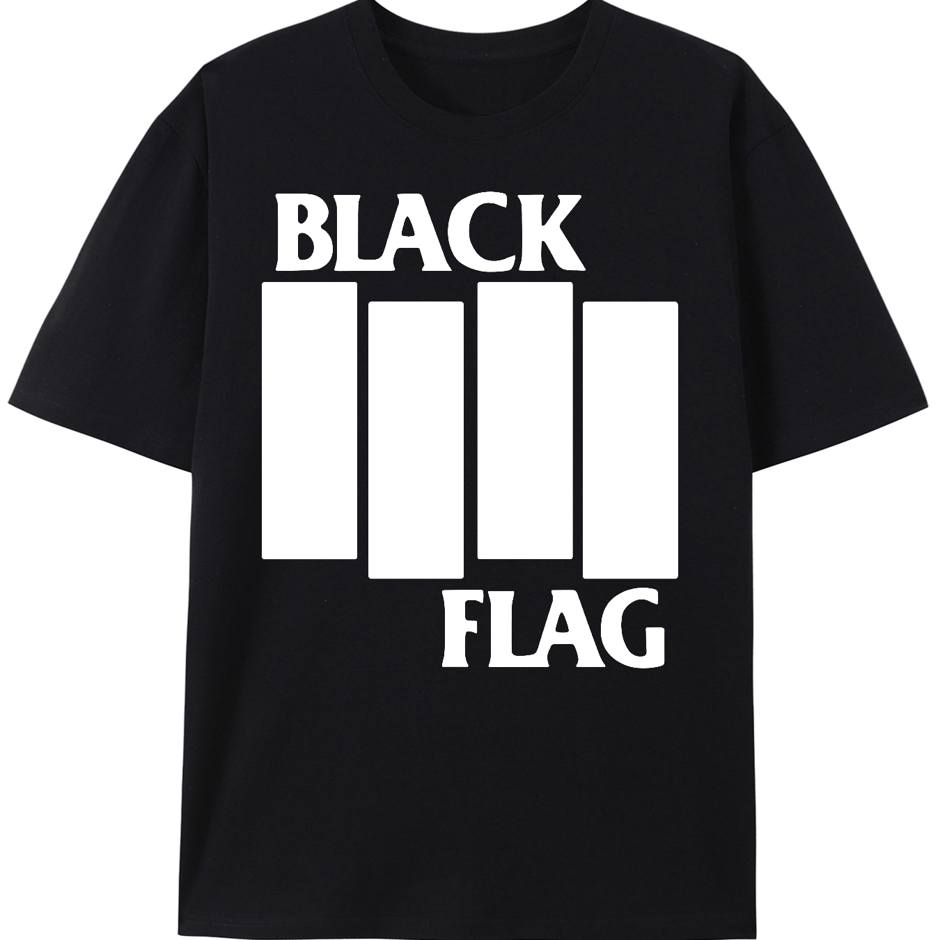 Classic BLACK FLAG Crew Neck Graphic Tee - Soft, Breathable, Trendy Summer Top for Men - Casual Short Sleeve Shirt with Letter Print Design