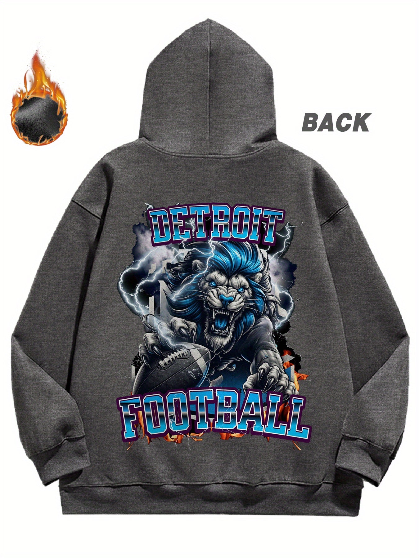 Mens Winter Clothes, Mens Gifts, Detroit Football Game Day Outfit, Features a Bold Design of The Football Logo, This Casual Hoodie Is Perfect for Football Enthusiasts, Offering Thick Warmth Ideal for Winter Wear, Equipped wit