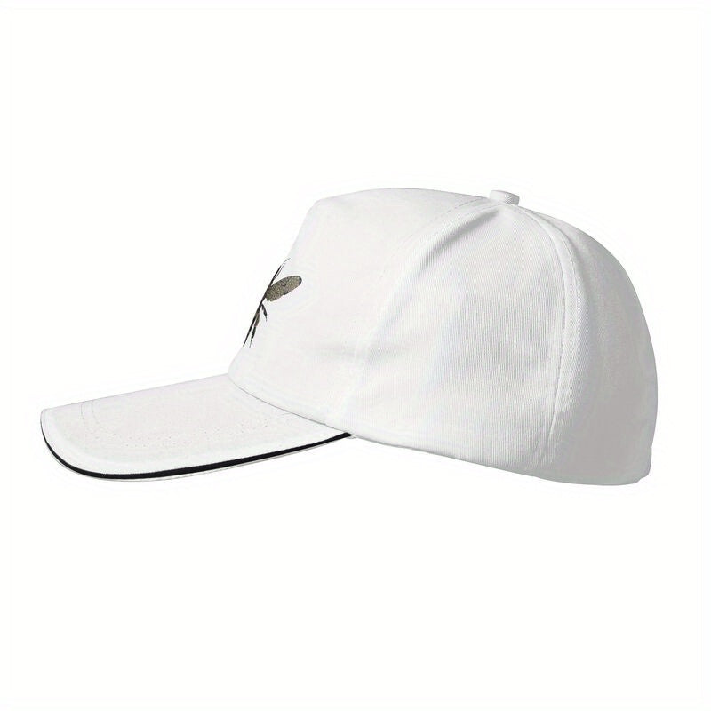 Bee Print Baseball Cap, 100% Polyester Casual Trucker Hat, Adjustable Lightweight Hand-Woven with Zip Closure, Non-Elastic Summer Sun Protection for Golf, Sun Protection Hat | Headgear | Zipper Closure Cap