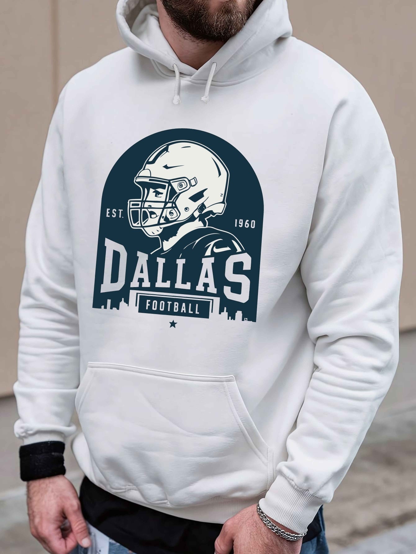 Football Dallas (Local) All Day Hoodie, Fashion Cotton Hoodie, Street Style Sweatshirt, Crew Neck Sweater, Super Soft, Breathable, Four Seasons Leisure Hoodie, Suitable for Daily Wear, Casual Outing