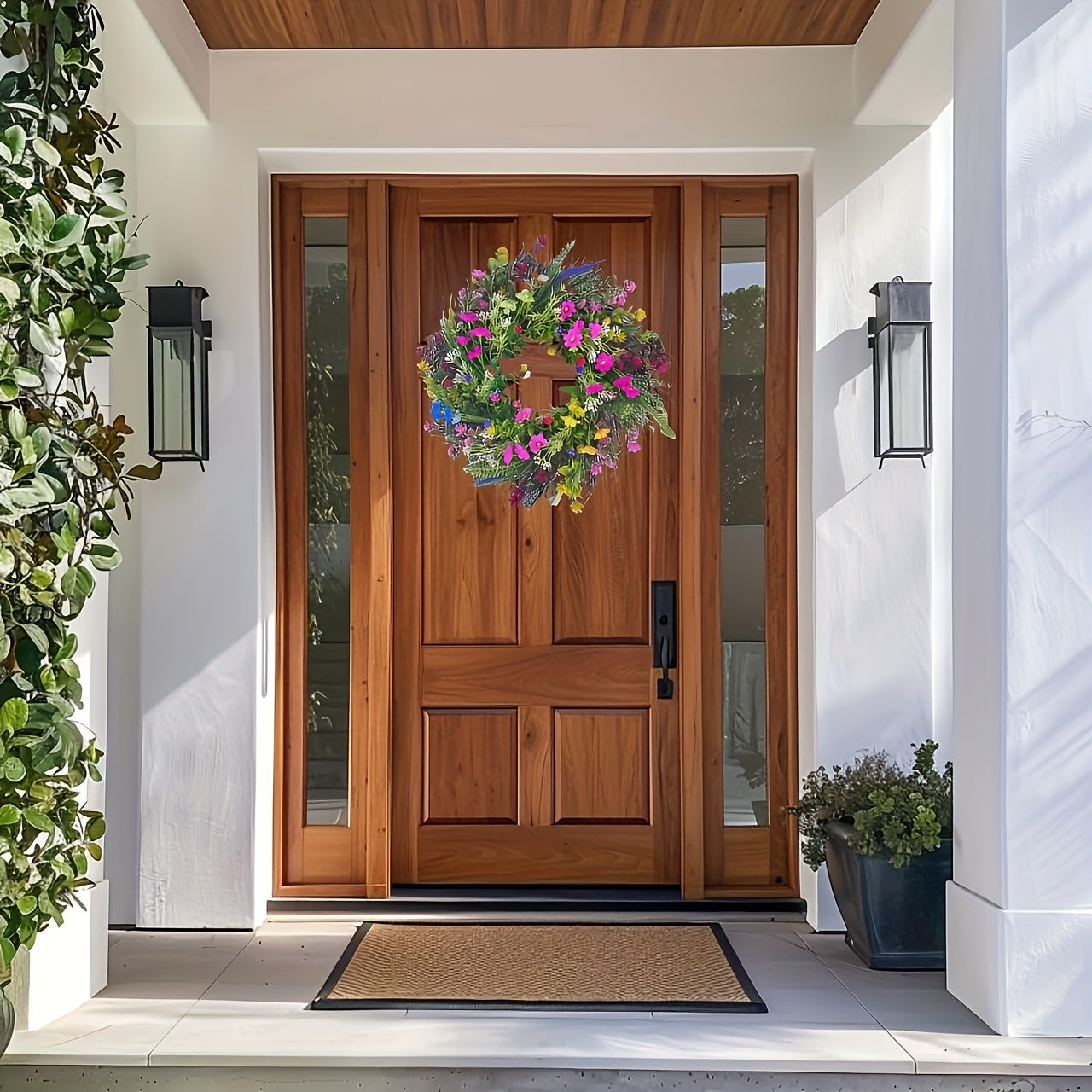 Spring Welcome Wreath, Colorful, Hanging On The Front Door, Greet Every Visiting Guests, Let Them Feel The Breath Of Spring In The Moment They Step Into The Door