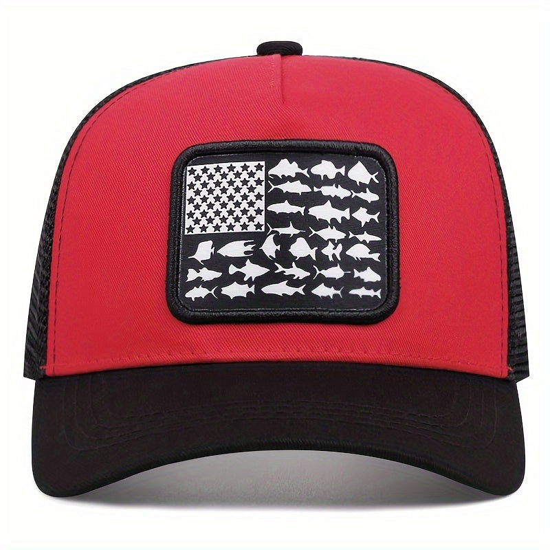 Fish Star Patch Cloth Embroidered Baseball Cap Men'S And Women'S Outdoor Sports Event Cap American Truck Driver Cap Casual