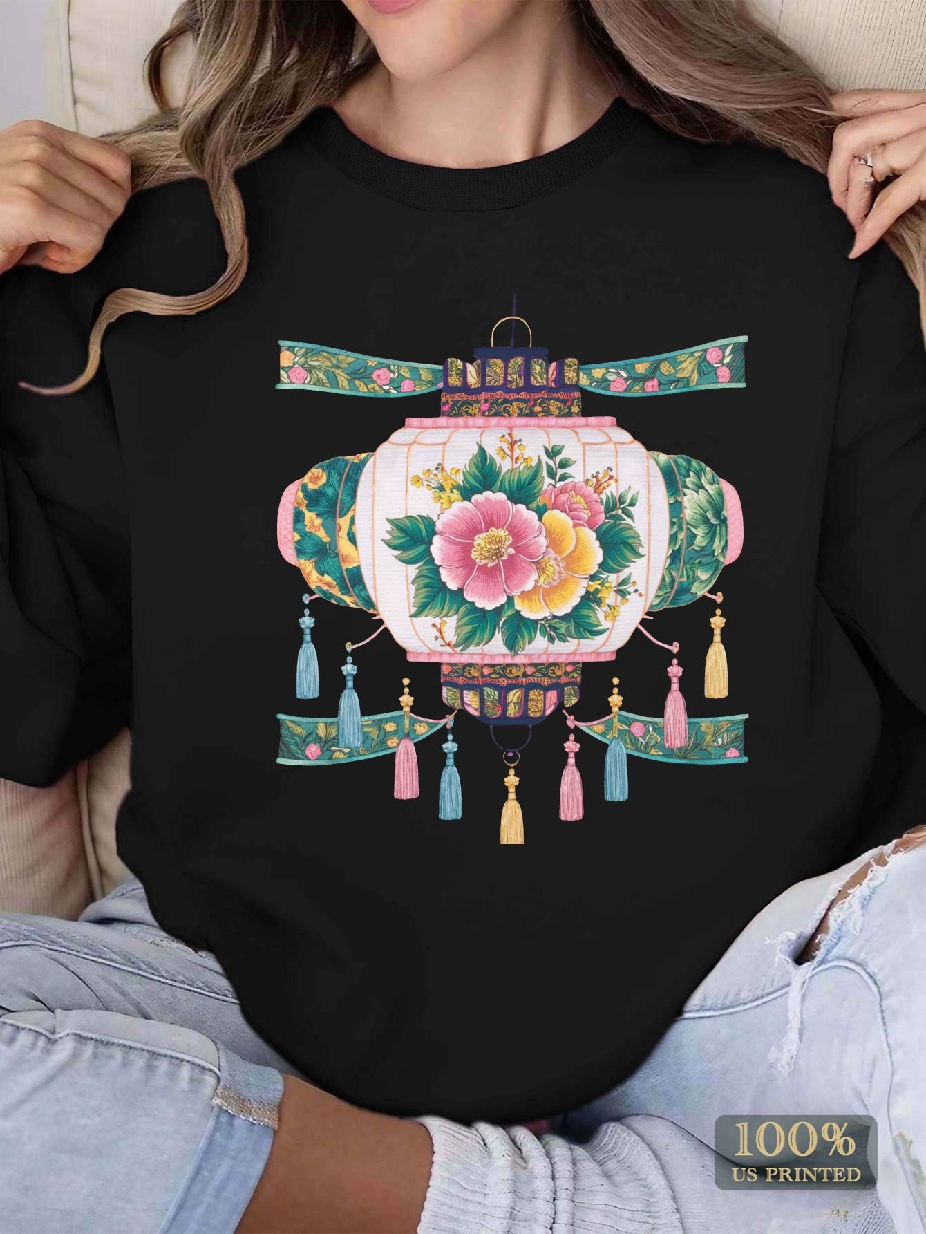 Teediy Floral Embroidered Lantern Women'S Sweatshirts