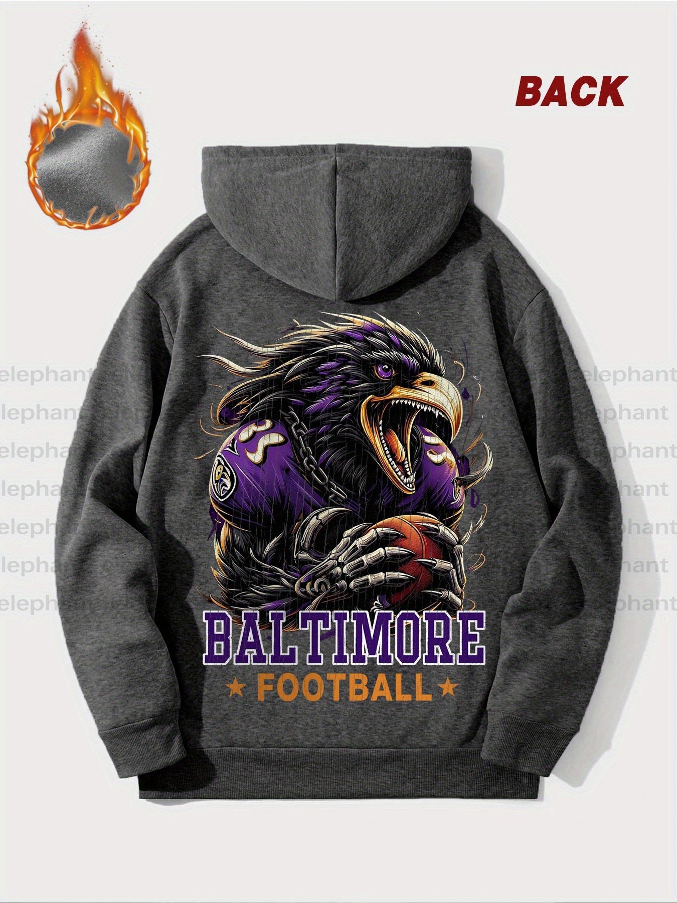 1pc Baltimore Football Graphic Print Hoodie - Thickened Unisex Casual Pullover with Pocket, Long Sleeve Autumn Winter Sweatshirt for Men & Women, Football Enthusiast Gift