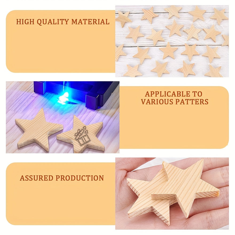 Blank Wooden Star Slices, Wooden Cutouts Ornaments, For Drawing Art Craft, Christmas And Wedding Decoration