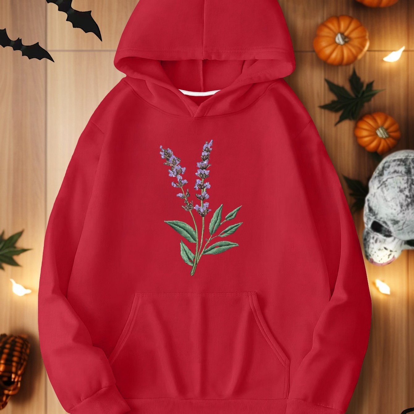 Teediy Lavender Sprig Embroidered Design Women'S Hoodies