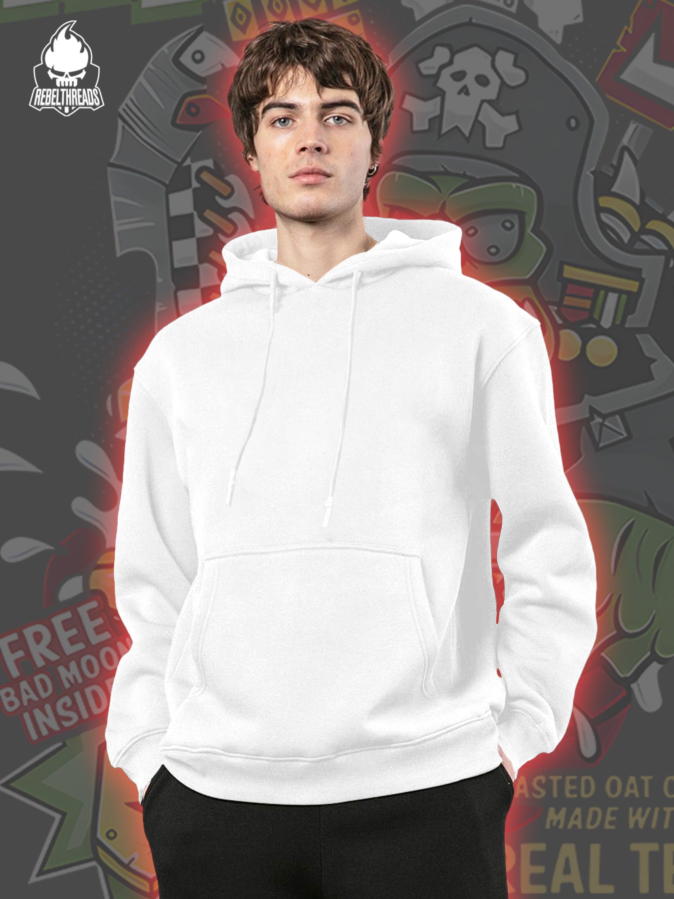 Street Cool KAP'N KRUNCH Pirate Oatmeal 270G Men'S Autumn And Winter Fleece Hoodie with Personalized Trendy Hip-Hop Streetwear And Kangaroo Pocket As a Gift Suitable for Individuals with Personality And Street Culture