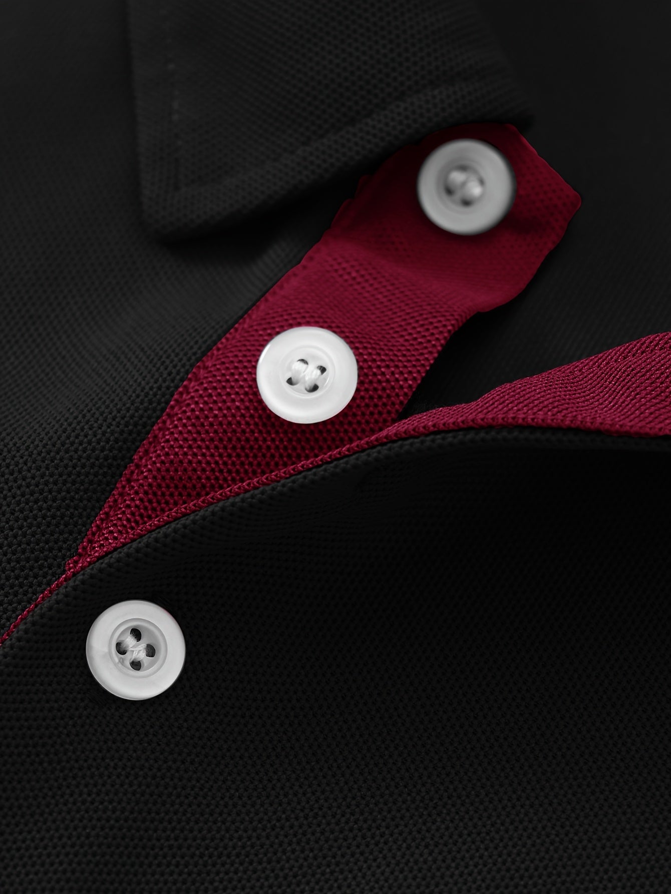Men's Stretch Shirt - Deep Red Italian Flag Print, Breathable Knit Fabric, Button Collar & Red Trim, Regular Fit for Summer Golf & Outdoor Activities, Golf Shirt, Easycare Material