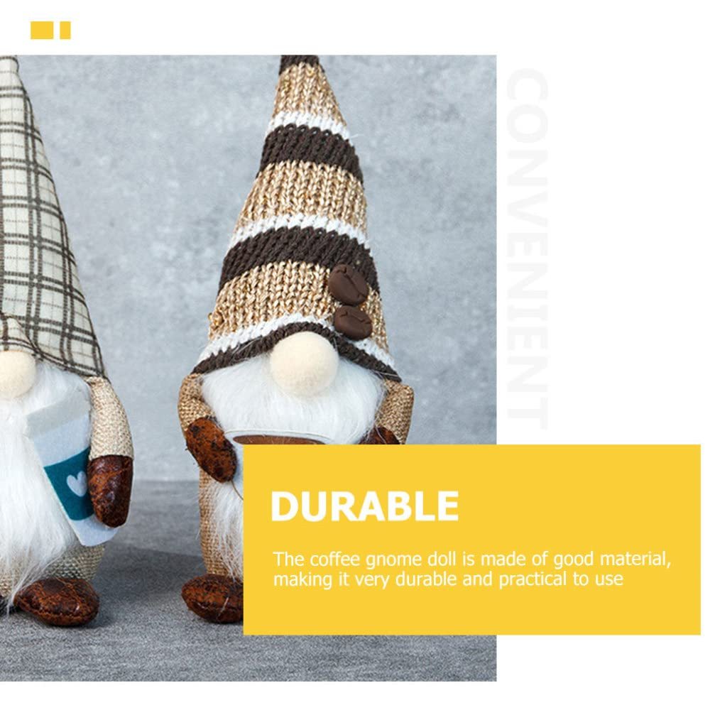 Coffee Gnomes Plush Doll Coffee Bar Decoration Swedish Tomte Elf Dwarf Collectible Figurines Dangle Leg Shelf Sitters Farmhouse Home Kitchen Decor Coffee Lover Gifts