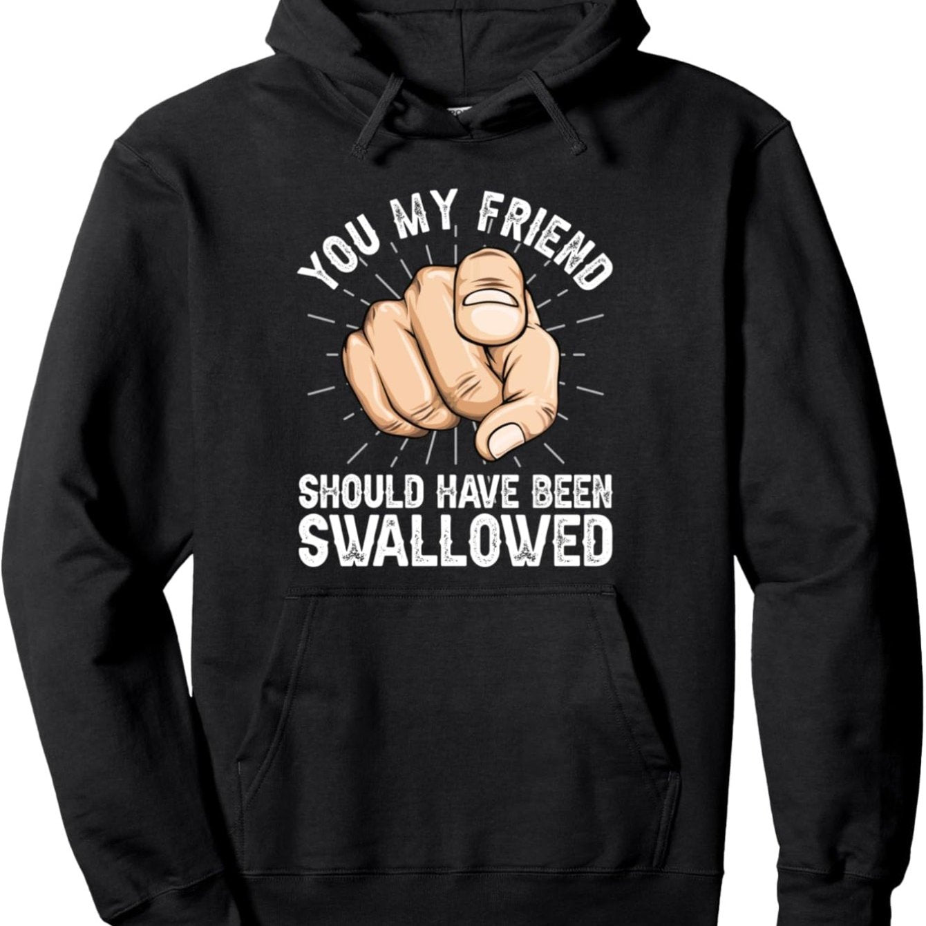 You My Friend Should Have Been Swallowed Retro Offensive Pullover Hoodie- Fashionable Hooded Sweatshirt - Gifts for Men Women Mom Dad Friends