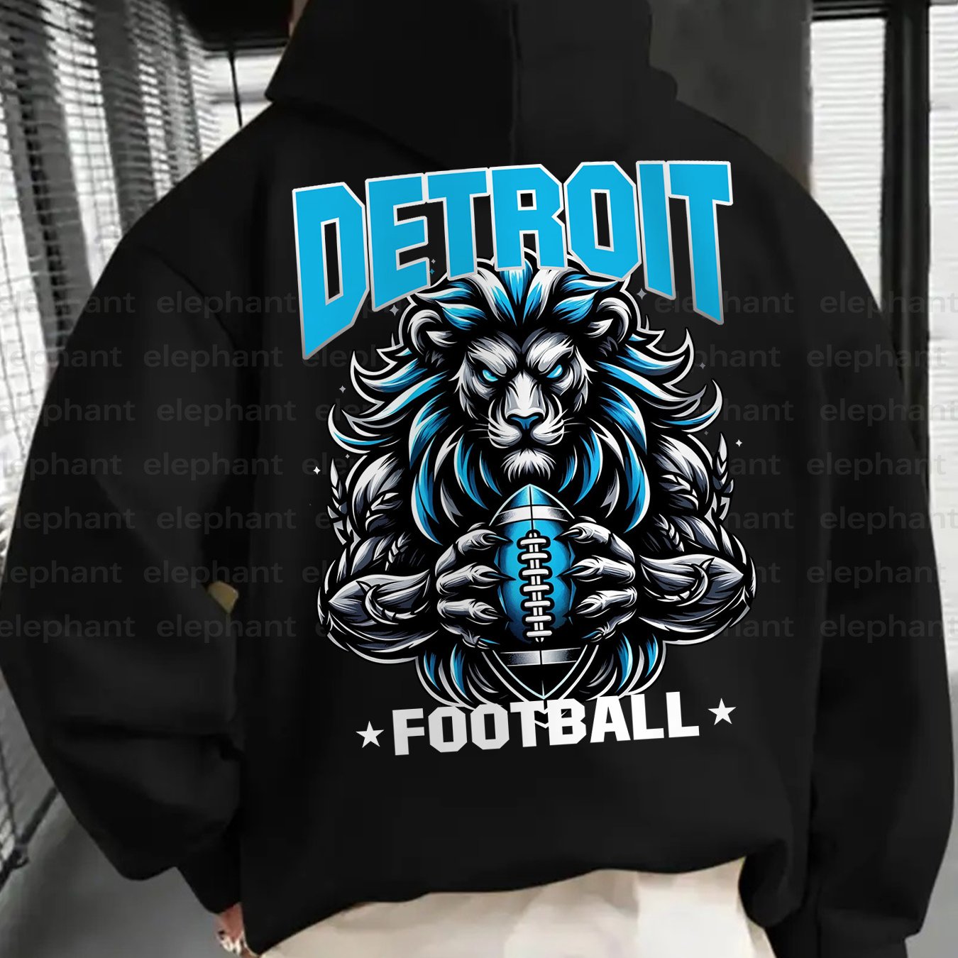 Creative Gifts, Gifts for Men, 1pc Detroit Football Creative Graphic Print Casual Hoodies, Suitable for Football Enthusiasts, Men'S Hoodie And Sweatshirt, New Stylish Printed Casual Pocket Hoodie, Thickened, Suitable for Autu