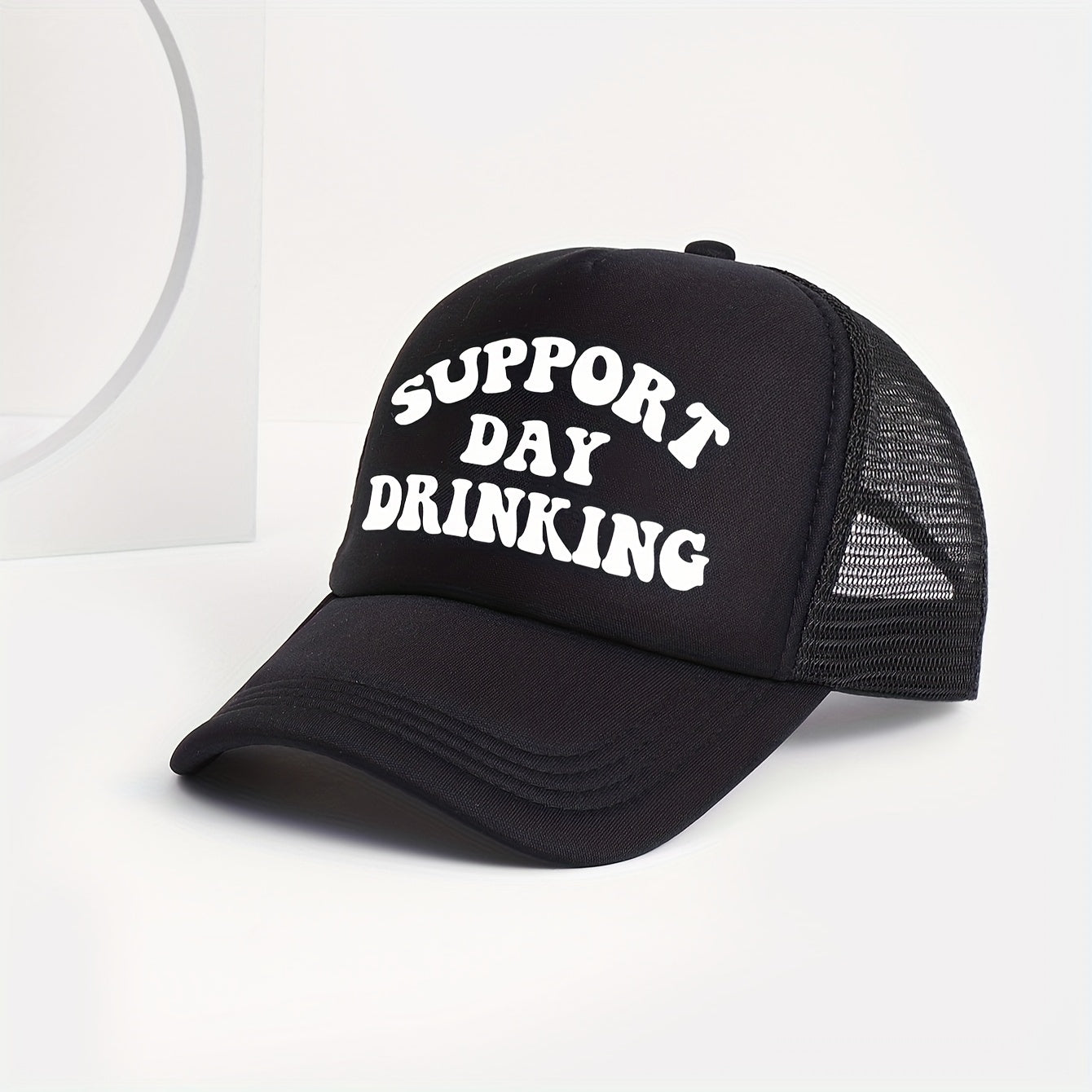 1pc Breathable Mesh Unisex Versatile Snapback Cap, Adjustable Letters Print Trucker Hat for Men Women