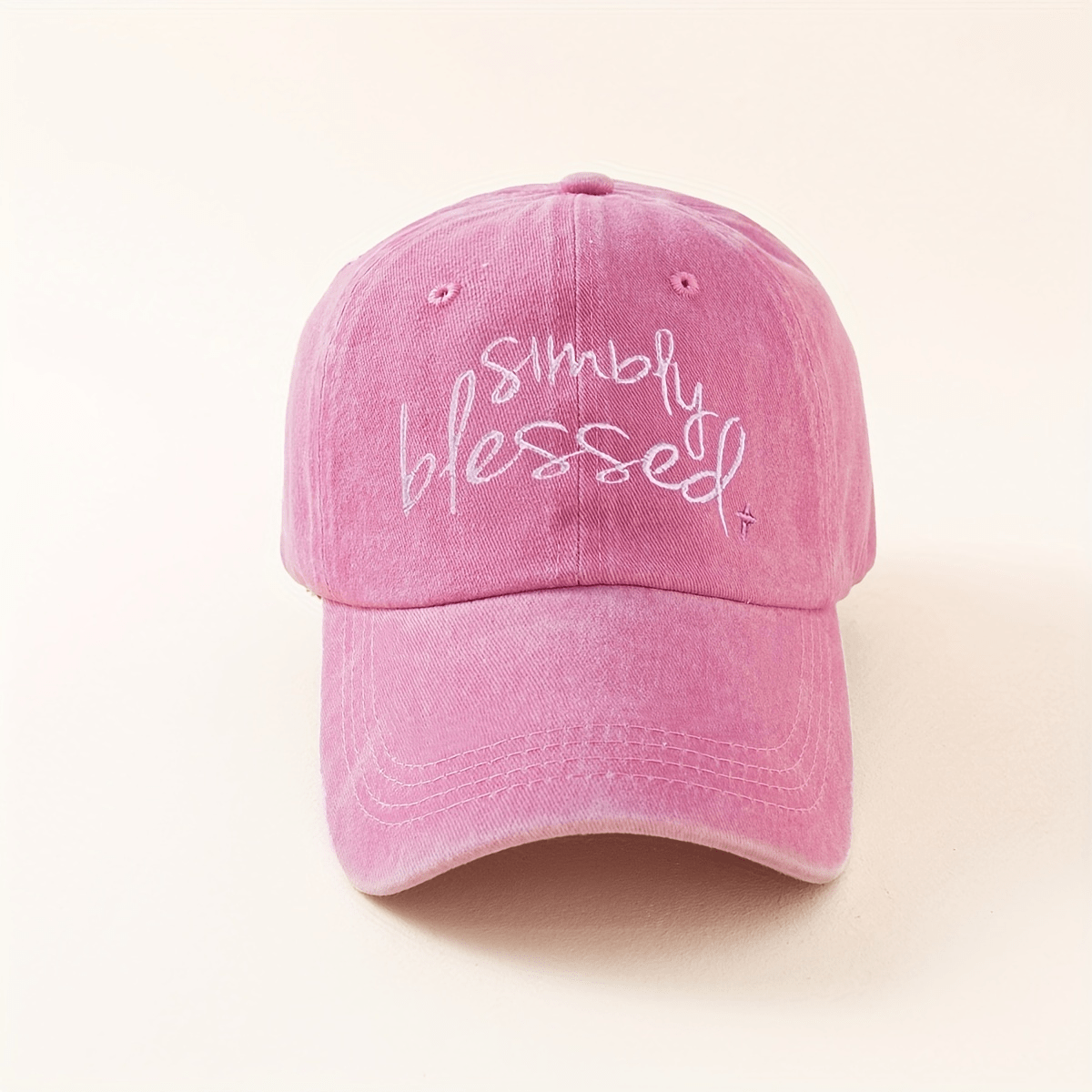 Simply Blessed Embroidery Baseball Cap Washed Distressed Solid Color Dad Hats Adjustable Sun Hats For Women & Men