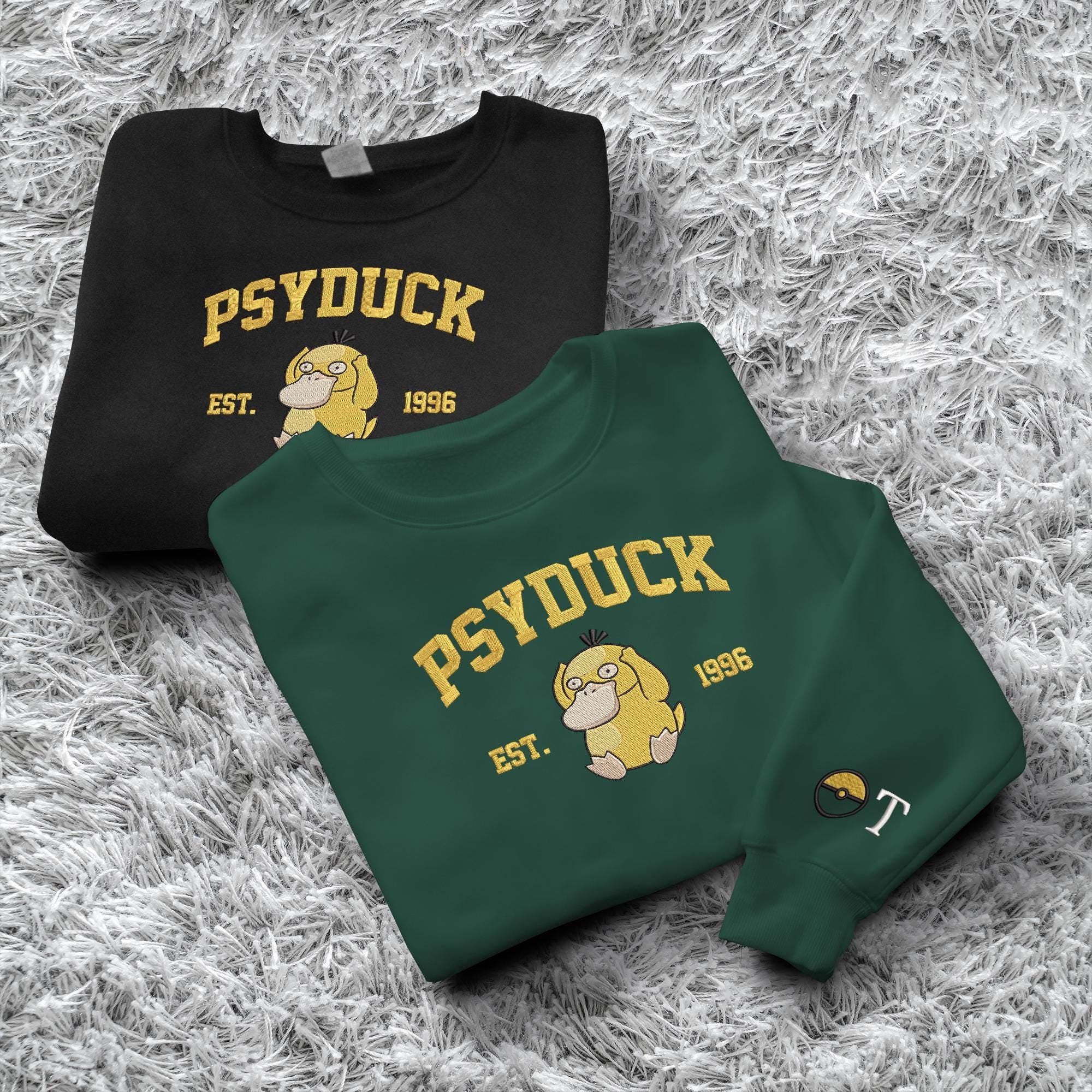 Personalized Psyduck Embroidered Sweatshirt Custom Psyduck Hoodie Crewneck Sweatshirt Custom Name Shirt Cute Psyduck Shirt Gifts