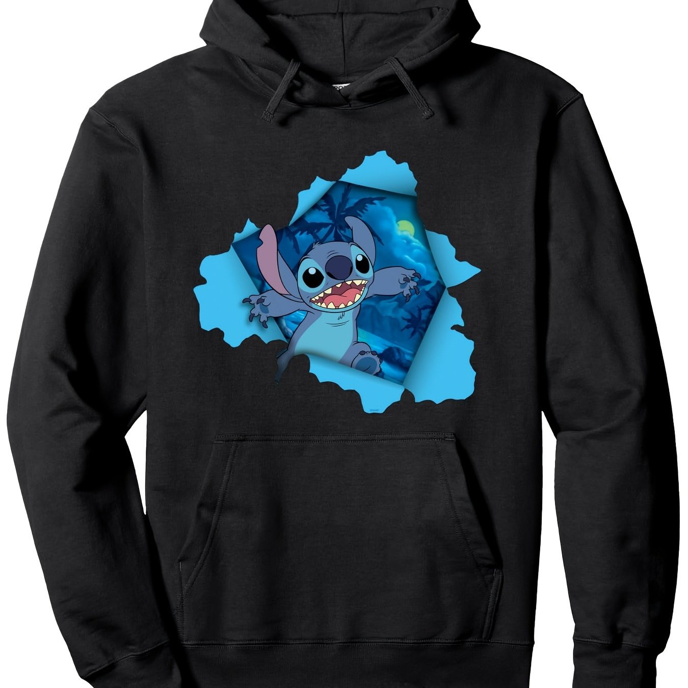 Disney Lello and Stitch Tropical Breakout Pullover Hoodie Perfect Holiday Gift for Friends and Family Birthday Gift Beach Holiday Pullover Hoodie 260G 50% Cotton 50% Polyester Fiber