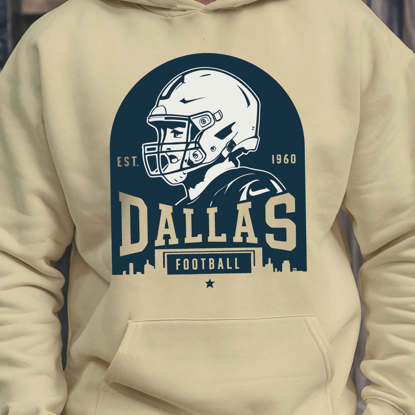 Football Dallas (Local) All Day Hoodie, Fashion Cotton Hoodie, Street Style Sweatshirt, Crew Neck Sweater, Super Soft, Breathable, Four Seasons Leisure Hoodie, Suitable for Daily Wear, Casual Outing