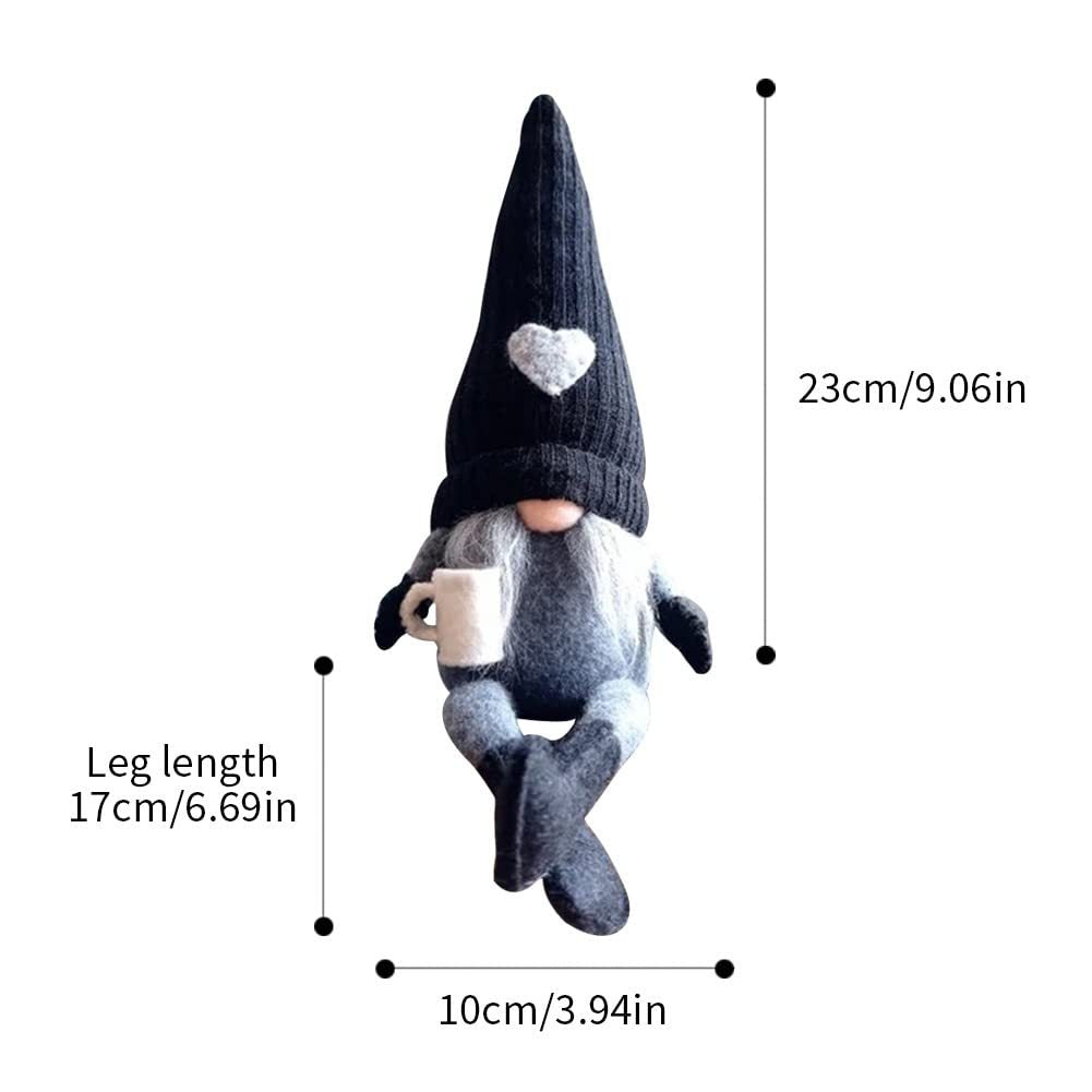 Coffee Gnomes Plush Doll Coffee Bar Decoration Swedish Tomte Elf Dwarf Collectible Figurines Dangle Leg Shelf Sitters Farmhouse Home Kitchen Decor Coffee Lover Gifts