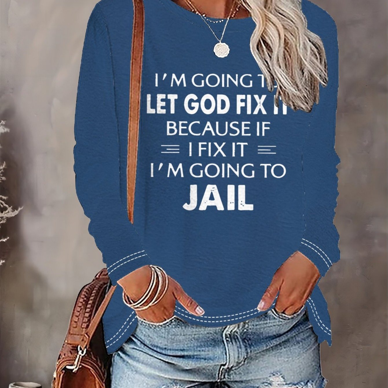 Women'S T-shirt Letter Print - Comfortable Long Sleeved Round Neck - Perfect Choice For Spring And Autumn Casual Wear