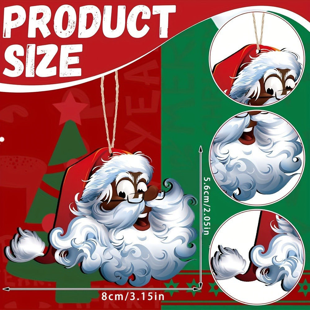Traditional Wooden Black Santa Claus - Hanging Christmas Tree Decoration for Party - Elf Santa Claus