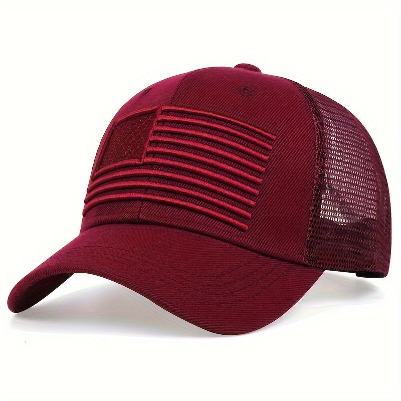Men's American Flag Baseball Cap - Adjustable, Mesh, Sun Protection for Outdoor Travel and Casual Wear