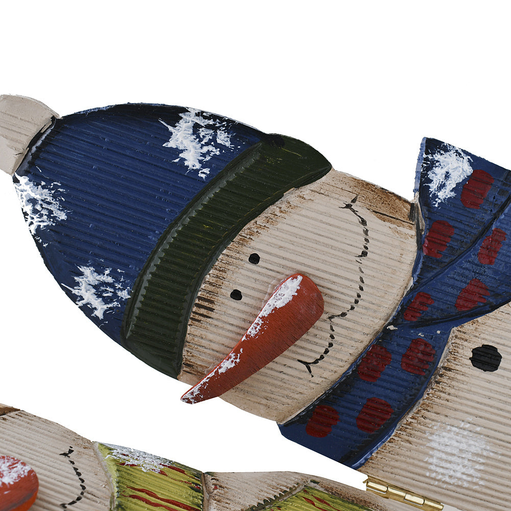 Christmas Decorations Wood Snowman Sign Holiday Xmas Home Decor Wooden Folding Triple Snowmen Screen Rustic Decorative Ornaments for Table Top Fireplace (Snowman)