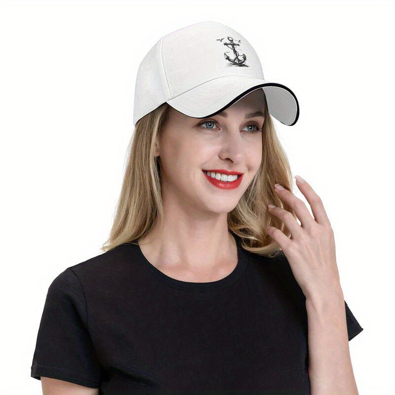 White Embroidered Moor Baseball Cap - Lightweight Breathable Dad Hat with Adjustable Snapback, Casual Sun Protection for All Seasons, Baseball Hat