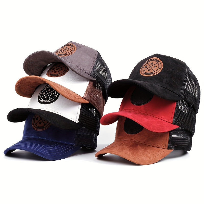 Men's Outdoor Sports Baseball Cap - Breathable, Adjustable Trucker Hat with Logo, Mesh Back, Multiple Colors