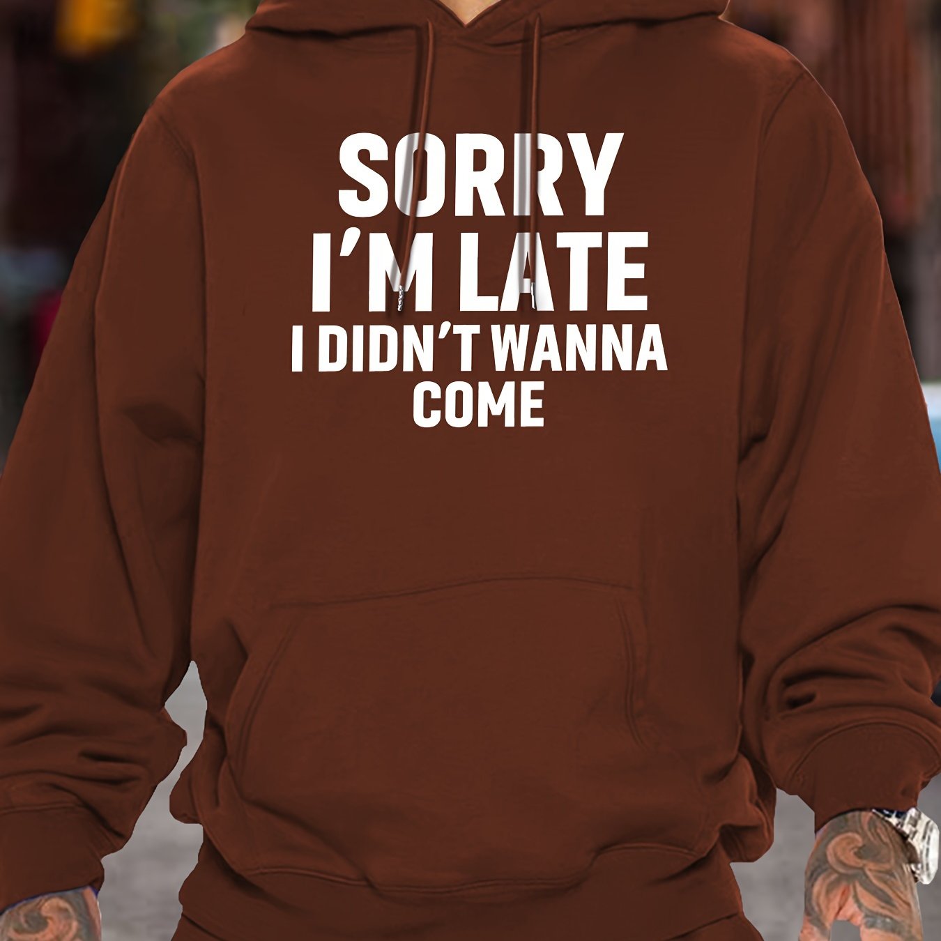 Kangaroo Pocket Hoodie - Funny Graphic Print Sweatshirt with Casual Long Sleeve Pullover Design, Perfect for Fall and Winter, Men's Clothing