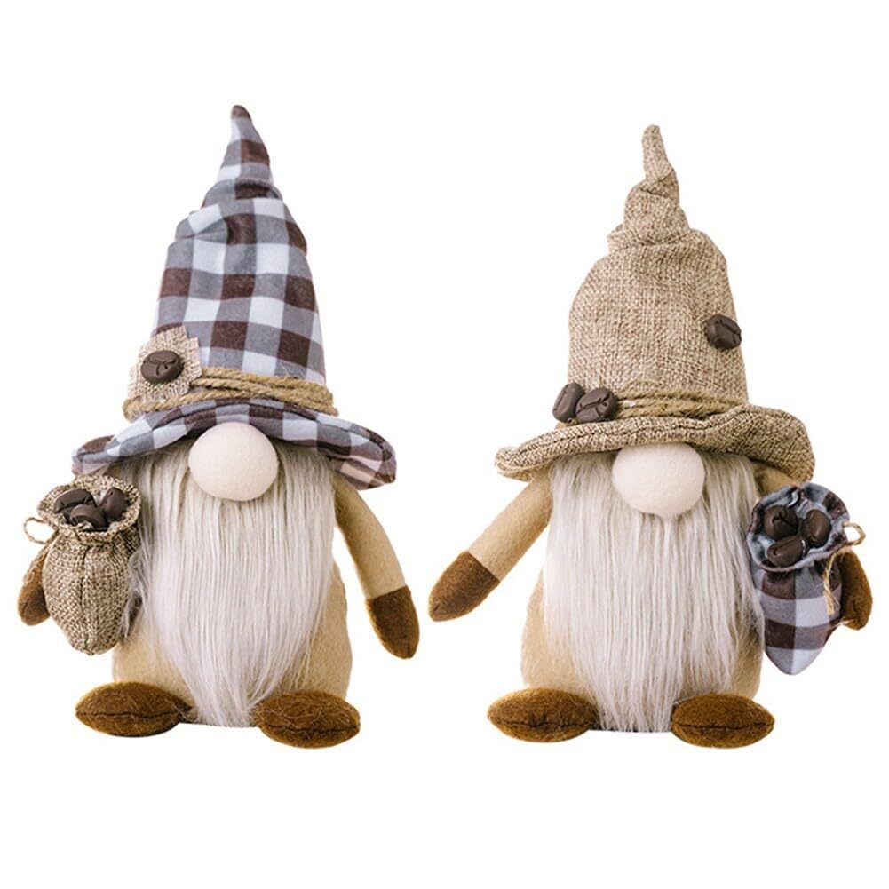 Coffee Gnomes Plush Doll Coffee Bar Decoration Swedish Tomte Elf Dwarf Collectible Figurines Dangle Leg Shelf Sitters Farmhouse Home Kitchen Decor Coffee Lover Gifts
