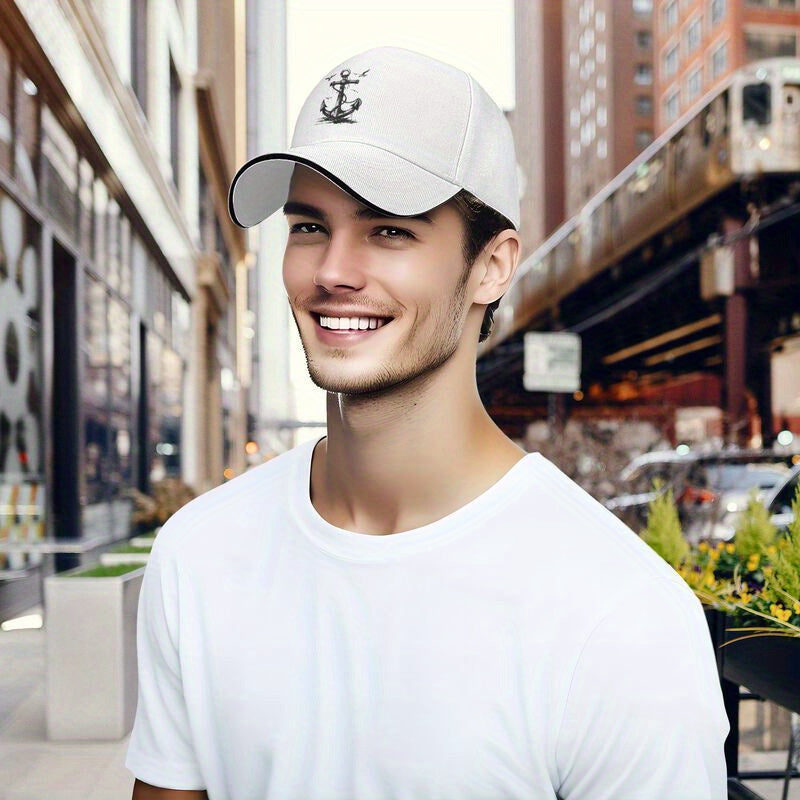 White Embroidered Moor Baseball Cap - Lightweight Breathable Dad Hat with Adjustable Snapback, Casual Sun Protection for All Seasons, Baseball Hat