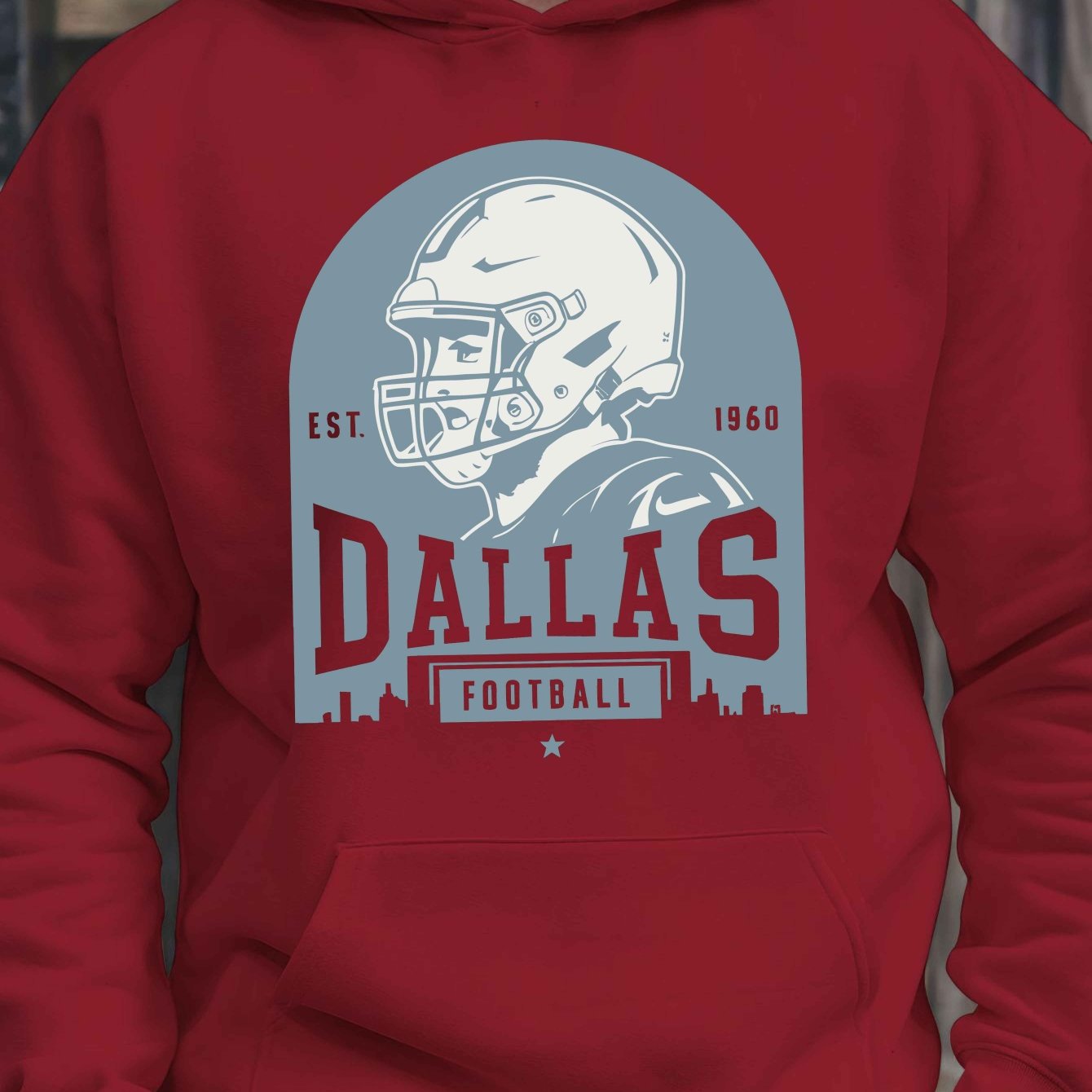 Football Dallas (Local) All Day Hoodie, Fashion Cotton Hoodie, Street Style Sweatshirt, Crew Neck Sweater, Super Soft, Breathable, Four Seasons Leisure Hoodie, Suitable for Daily Wear, Casual Outing