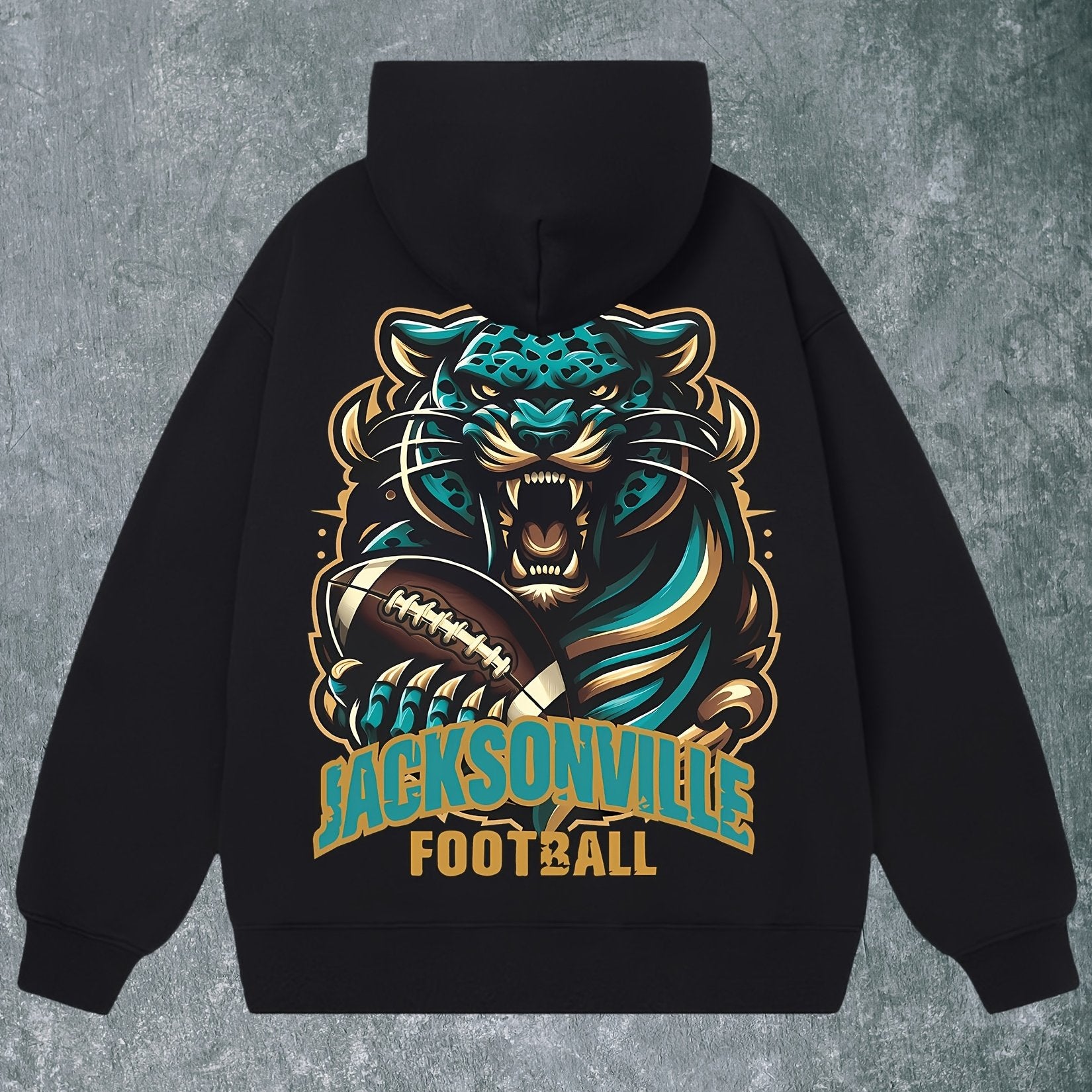 Jacksonville Football Men's Hoodie - Navy Blue Blend, Fierce for JAGUAR Design, Long Sleeve Pullover for Fall & Winter, Casual and Comfortable Streetwear, Football Hoodie