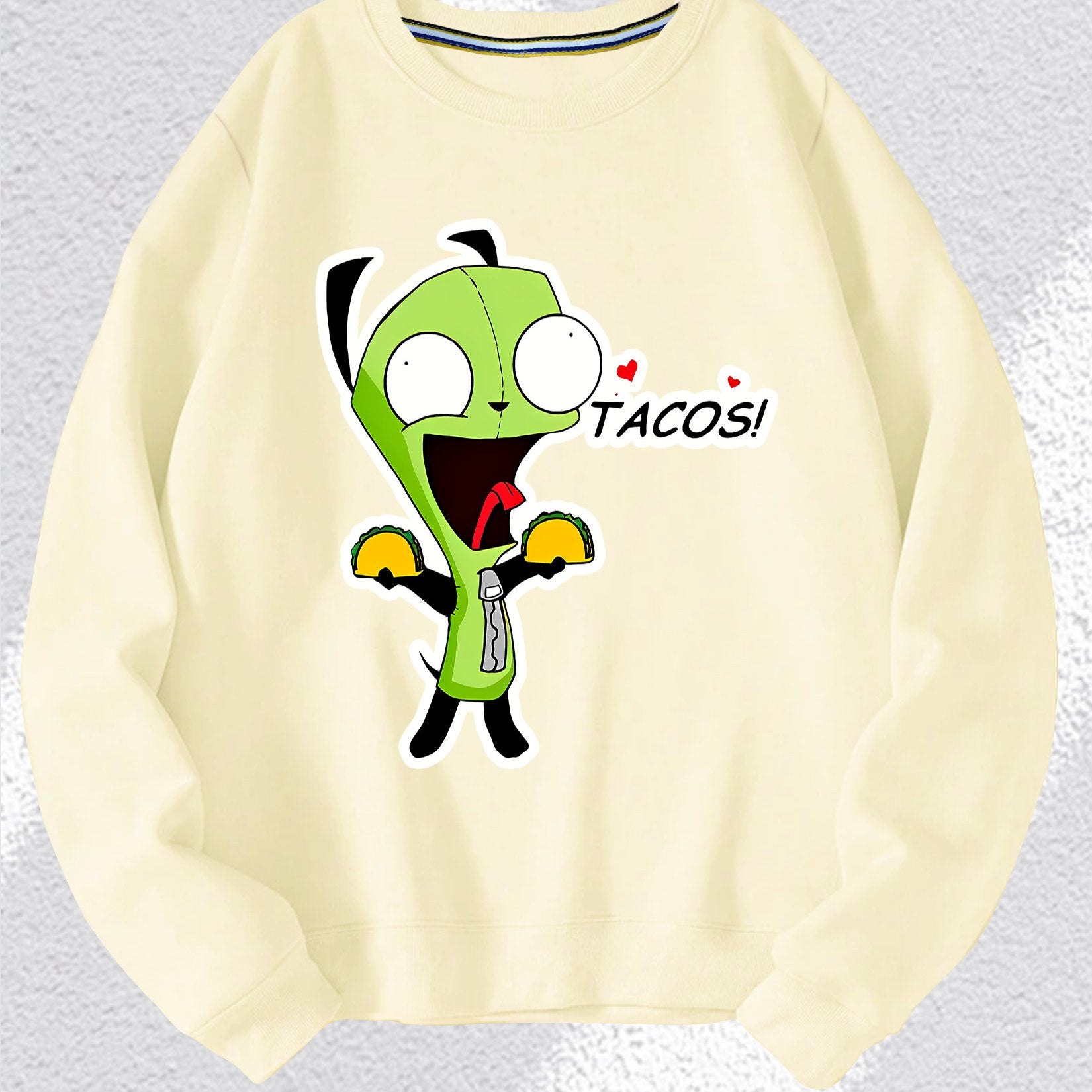 Invader Zim Gir Taco Love Long Sleeve Sweater - Comfortable, Casual, Fashionable, All-Rounder, Commuter, Sports, Spring and Winter Suitable, Outdoor Clothing for Men