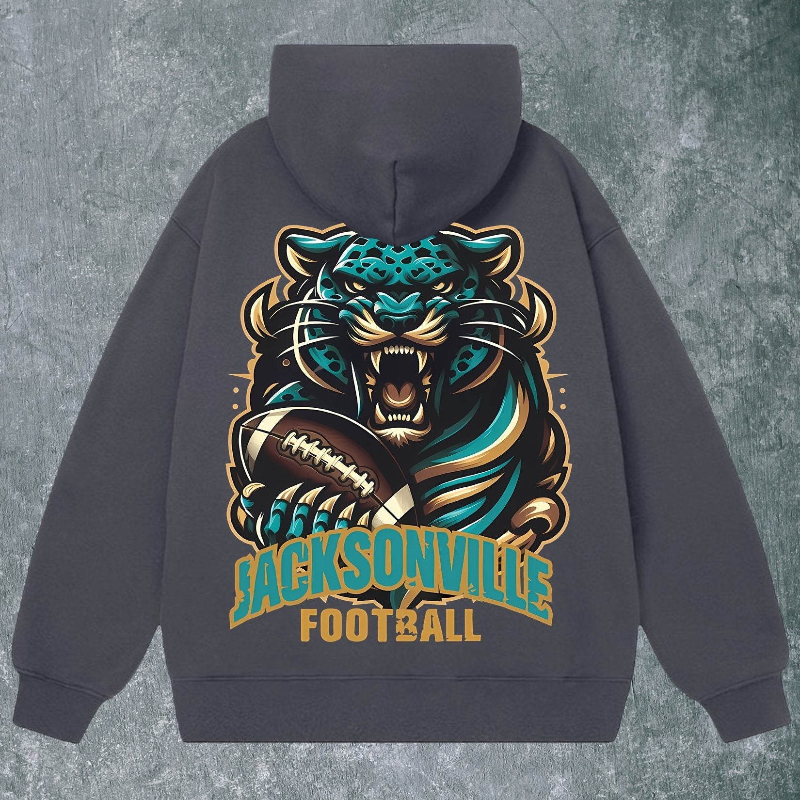 Jacksonville Football Men's Hoodie - Navy Blue Blend, Fierce for JAGUAR Design, Long Sleeve Pullover for Fall & Winter, Casual and Comfortable Streetwear, Football Hoodie