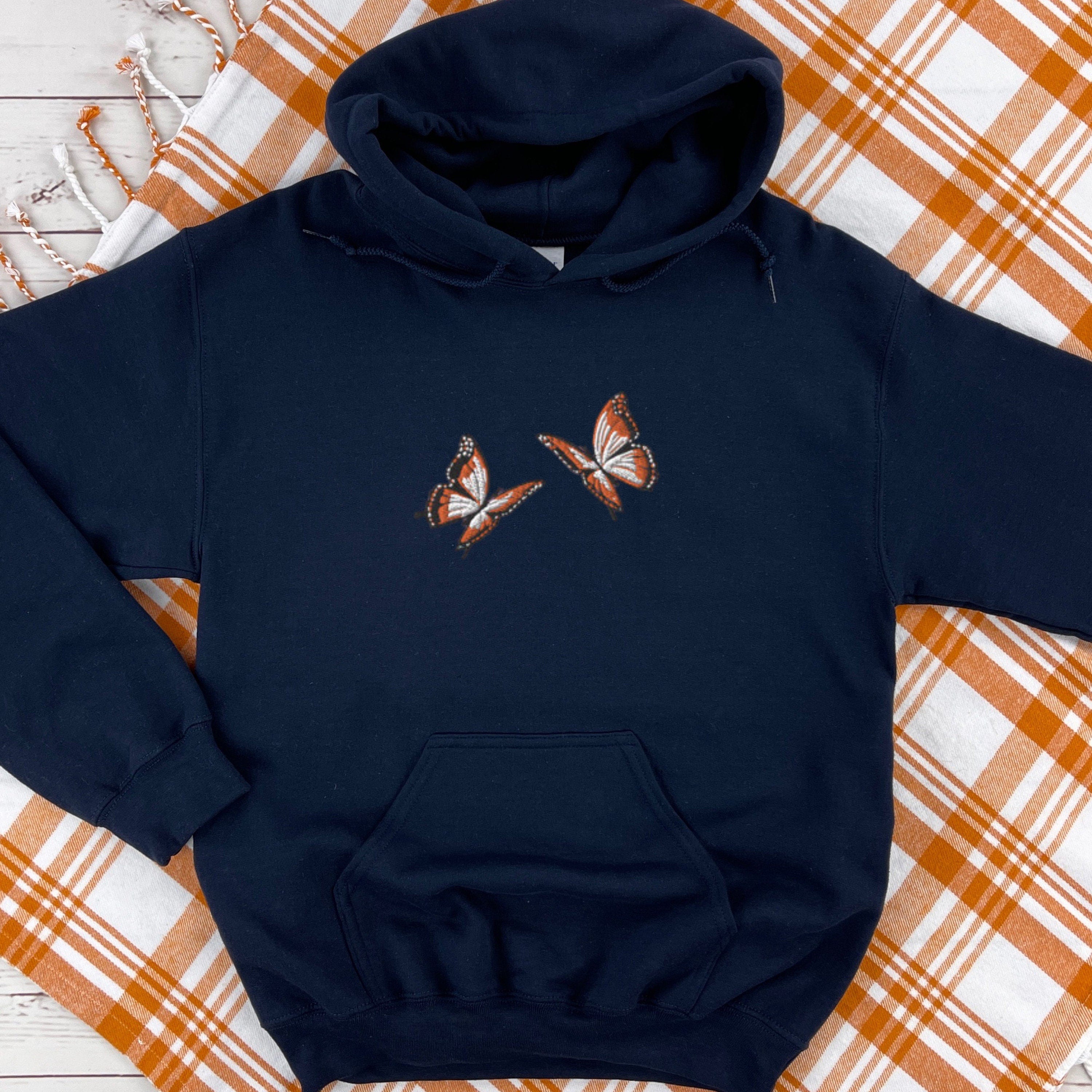 Butterflies Embroidered Hoodie, Embroidered Monarch Butterfly Hoodie, Butterflies Shirt, Cute Embroidered Hoodie, Butterflies Sweatshirt